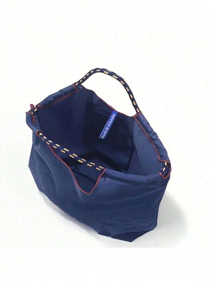 New Embroidered Eiffel Tower Design Shopping Tote Bag, Large Capacity Nylon Travel Tote