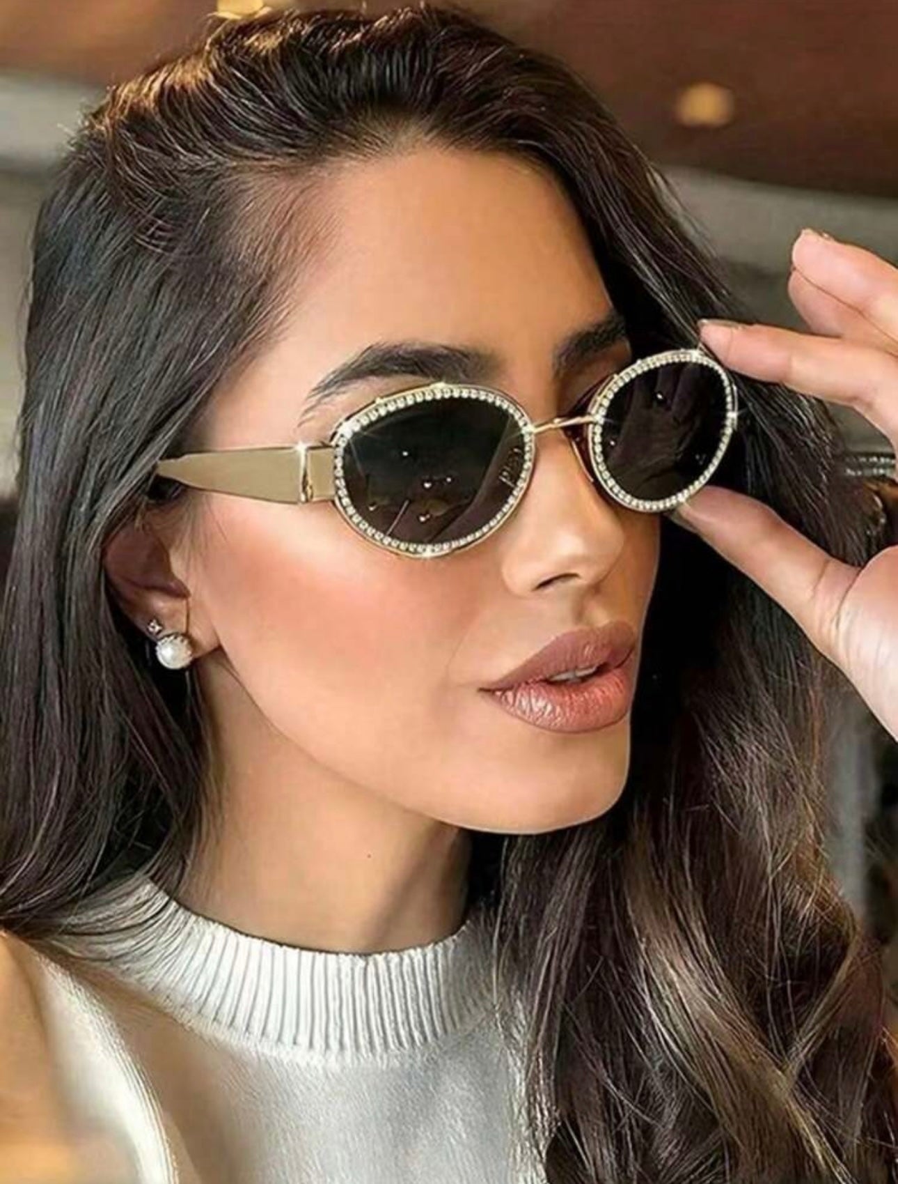 Gold ash rhinestone glasses