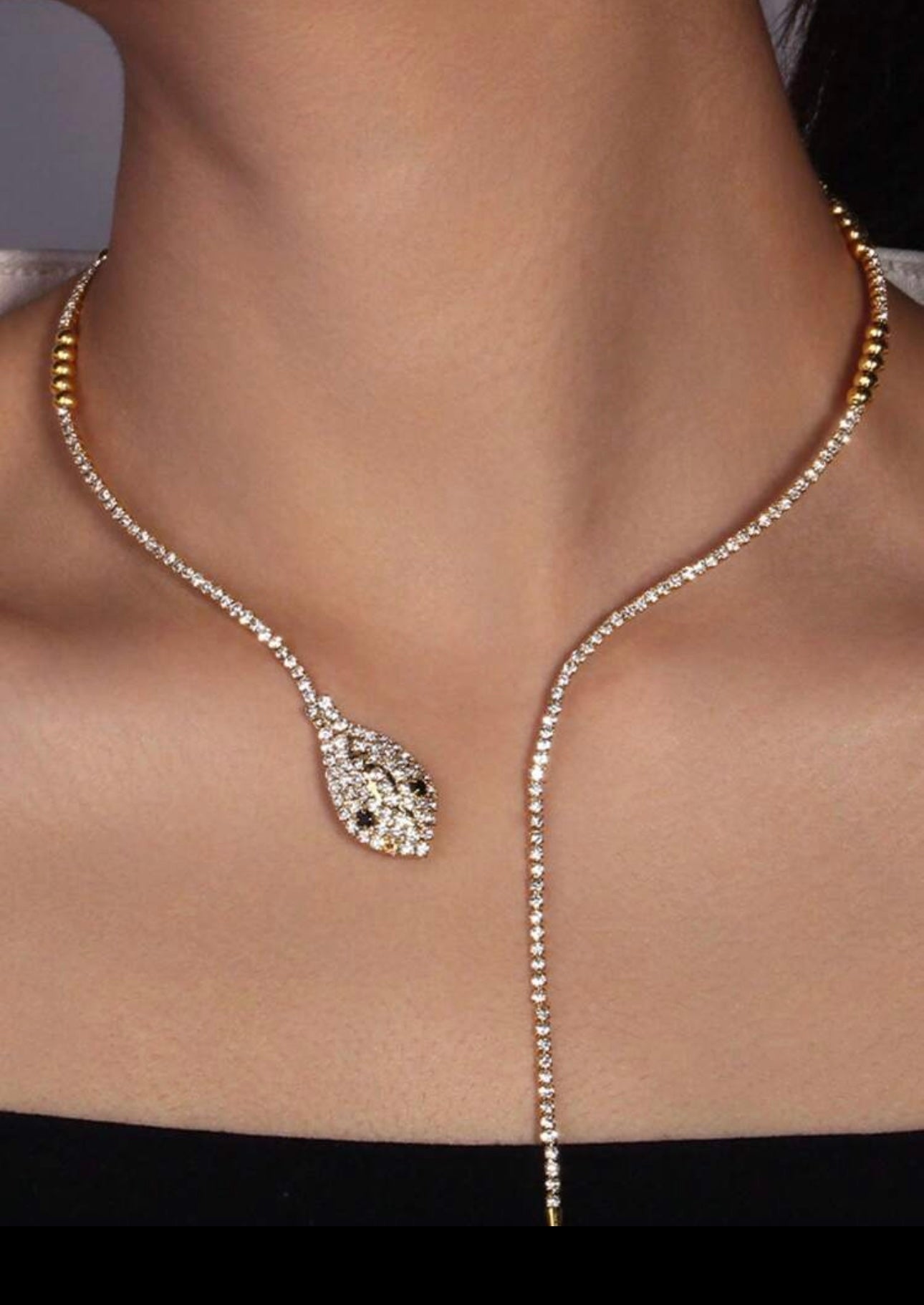 1pc Snake Coiled Rhinestone Collar Necklace