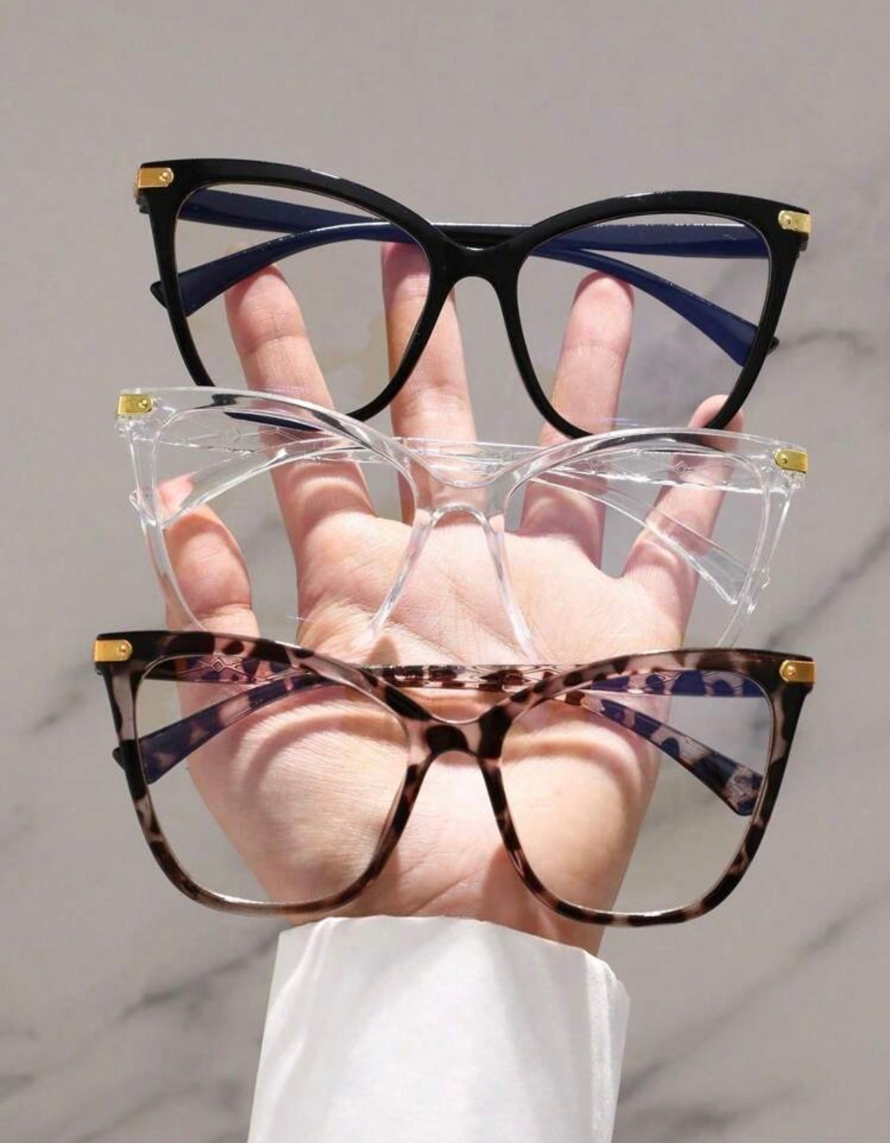 3pcs Women Cat Eye Modern Style Clear Glasses Combination