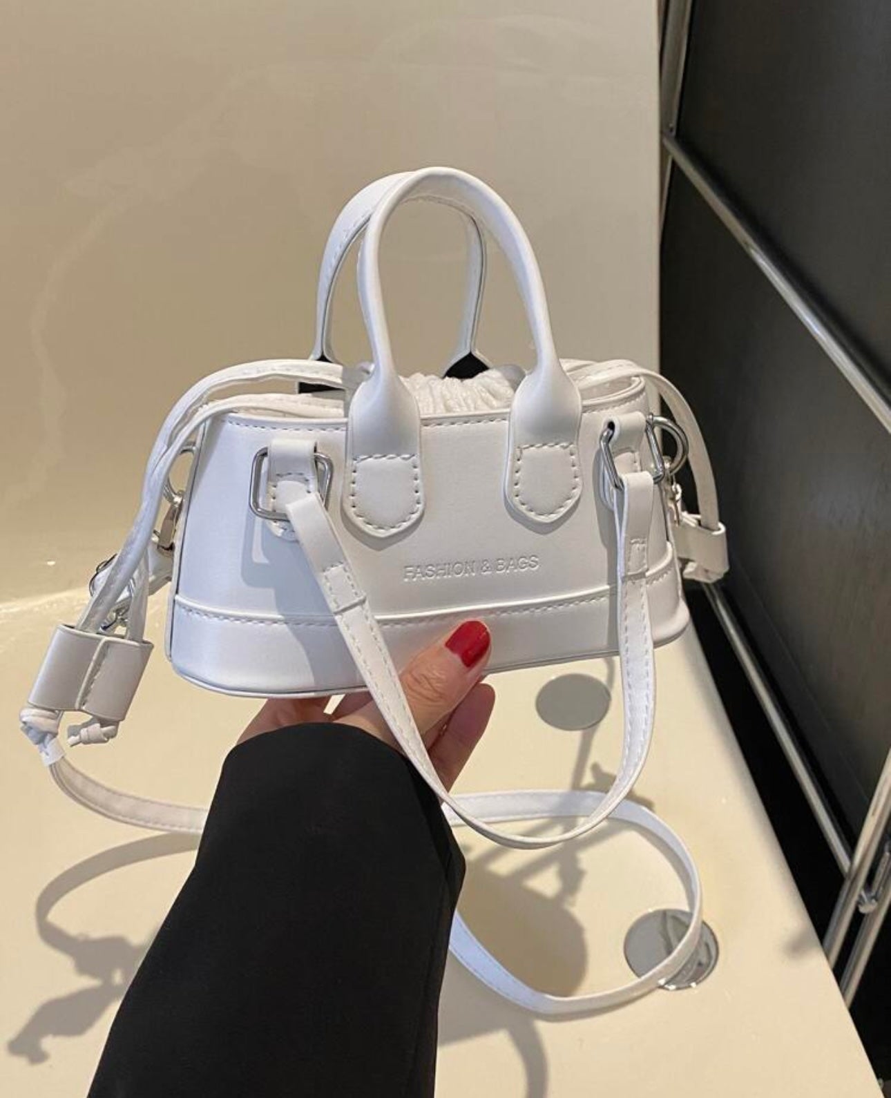 Mini Crocodile Embossed Handbag With Crossbody Strap