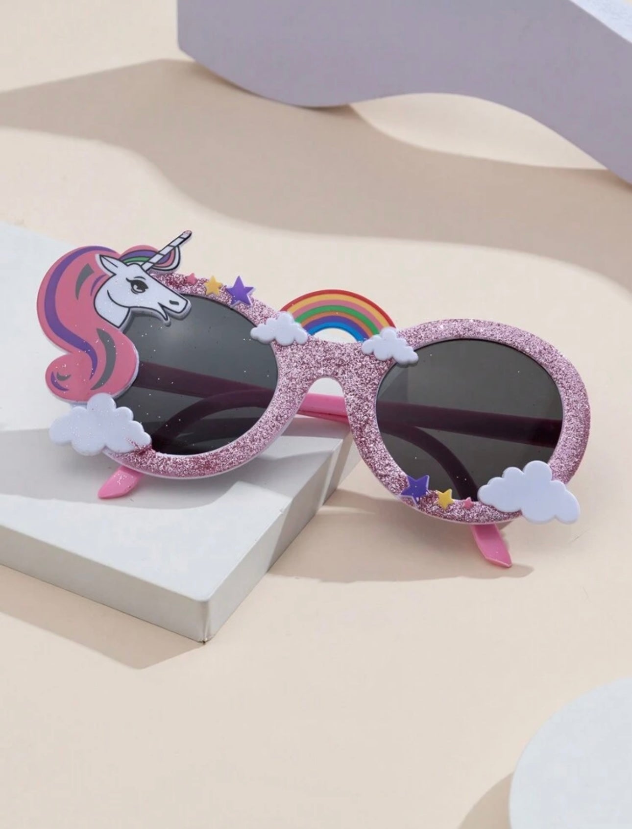 1pc Kids' Fashionable Unicorn Rainbow Oval Decorated Glasses