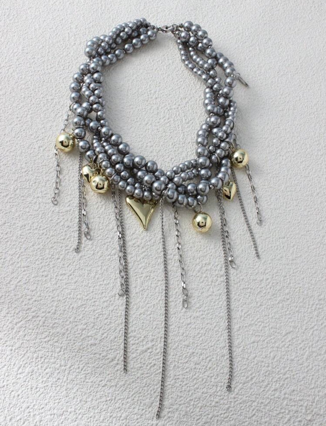 Pearl heart charms Neckpiece