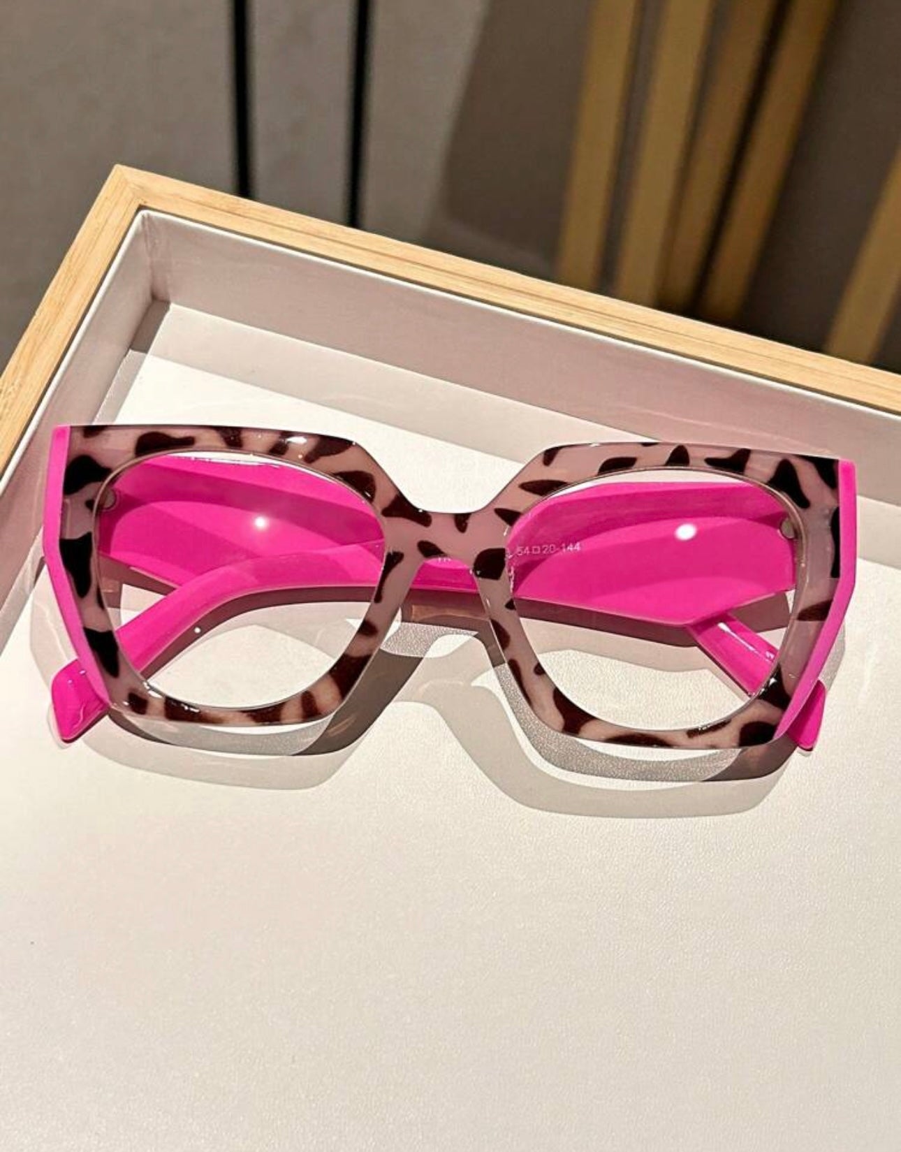 1pair Y2K Style Oversized Cat-Eye Clear Lens Glasses For Women With Leopard Print Frame, Daily Decor Transparent Minimalist Eyewear Blue Light Glasses Accessories For Women