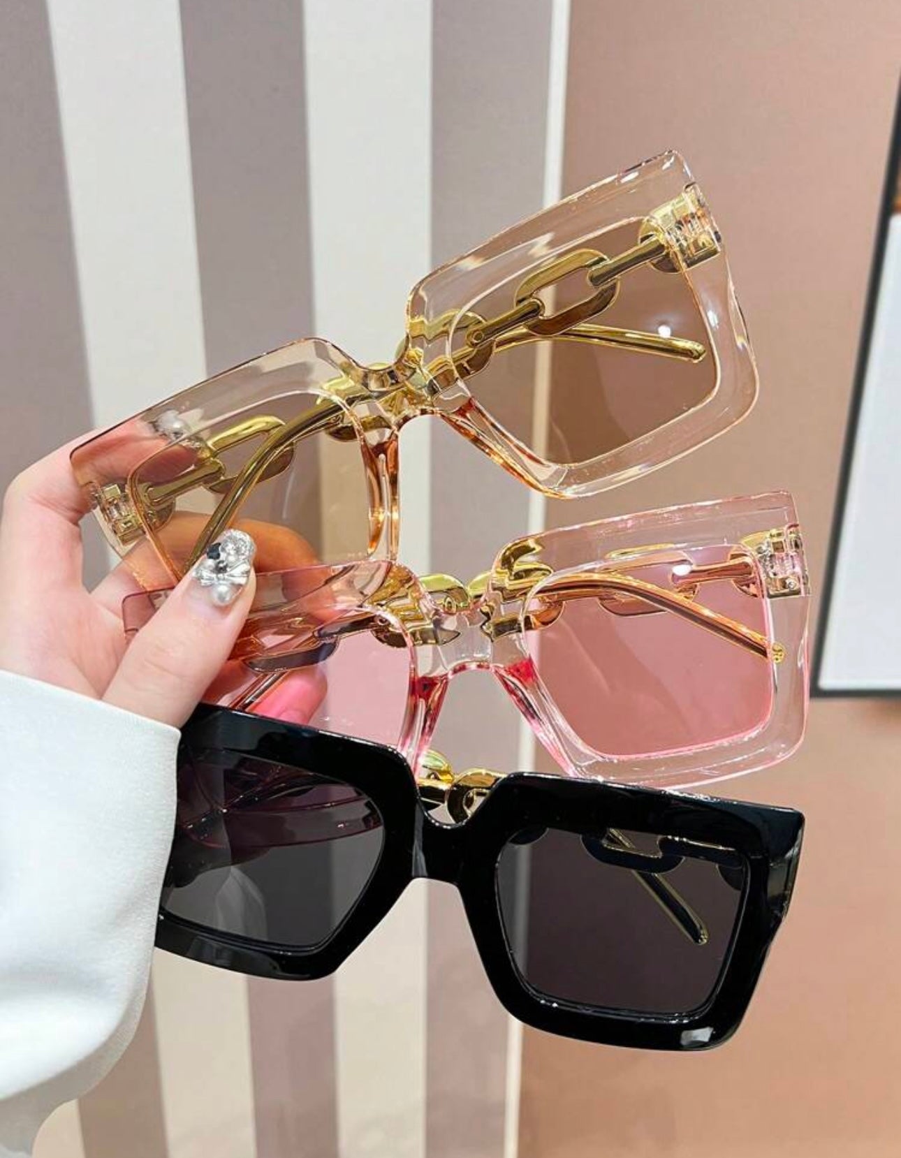 Elegant 3pcs Fashionable European And American Style Women's Large Frame Personalized Y2k Beach Cute Summer Eyeglasses Beach Accessories For Women Glasses Shades For Summer Beach Vacation, Outdoor, Travel