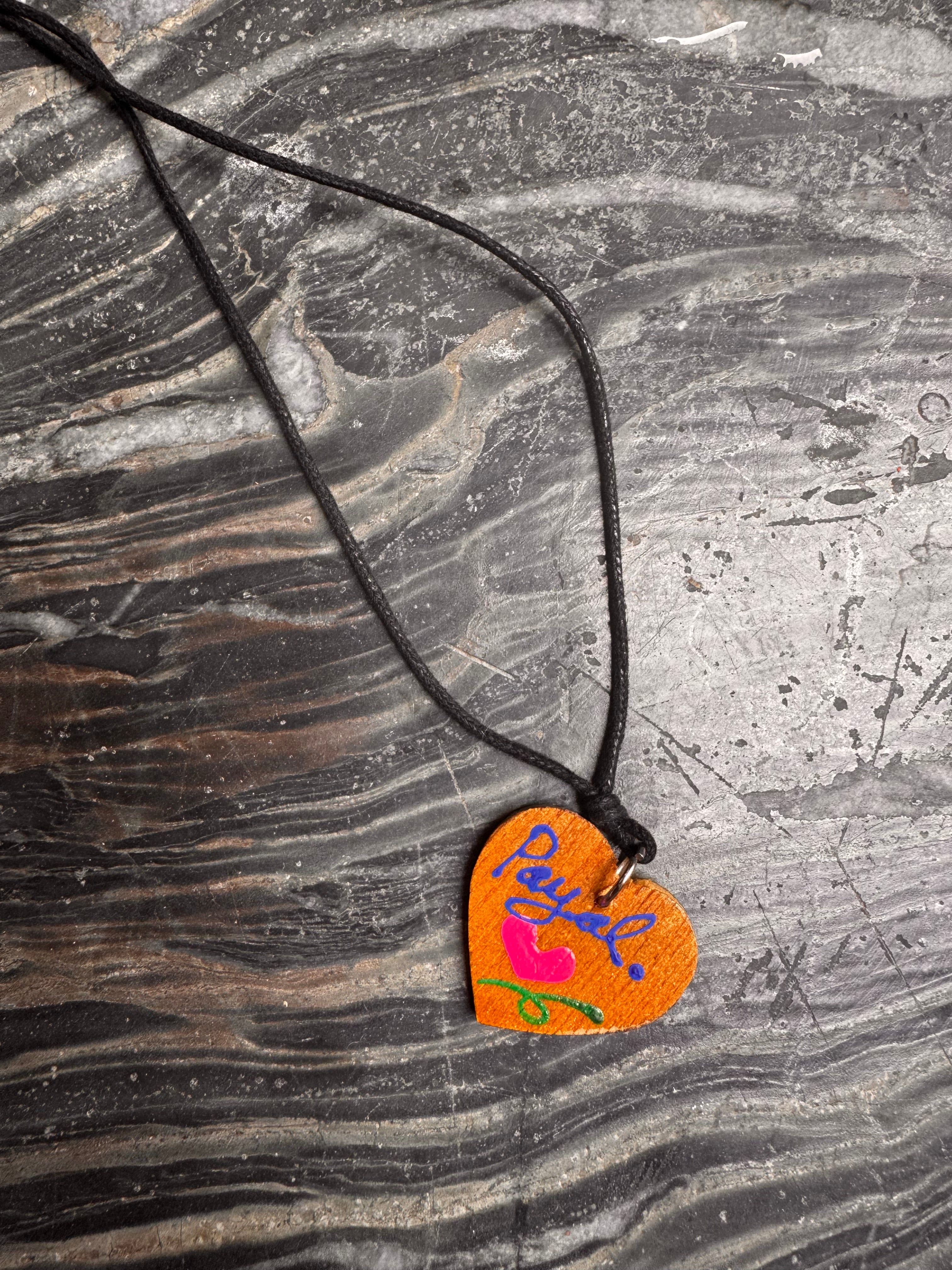 Customised wooden heart pendant