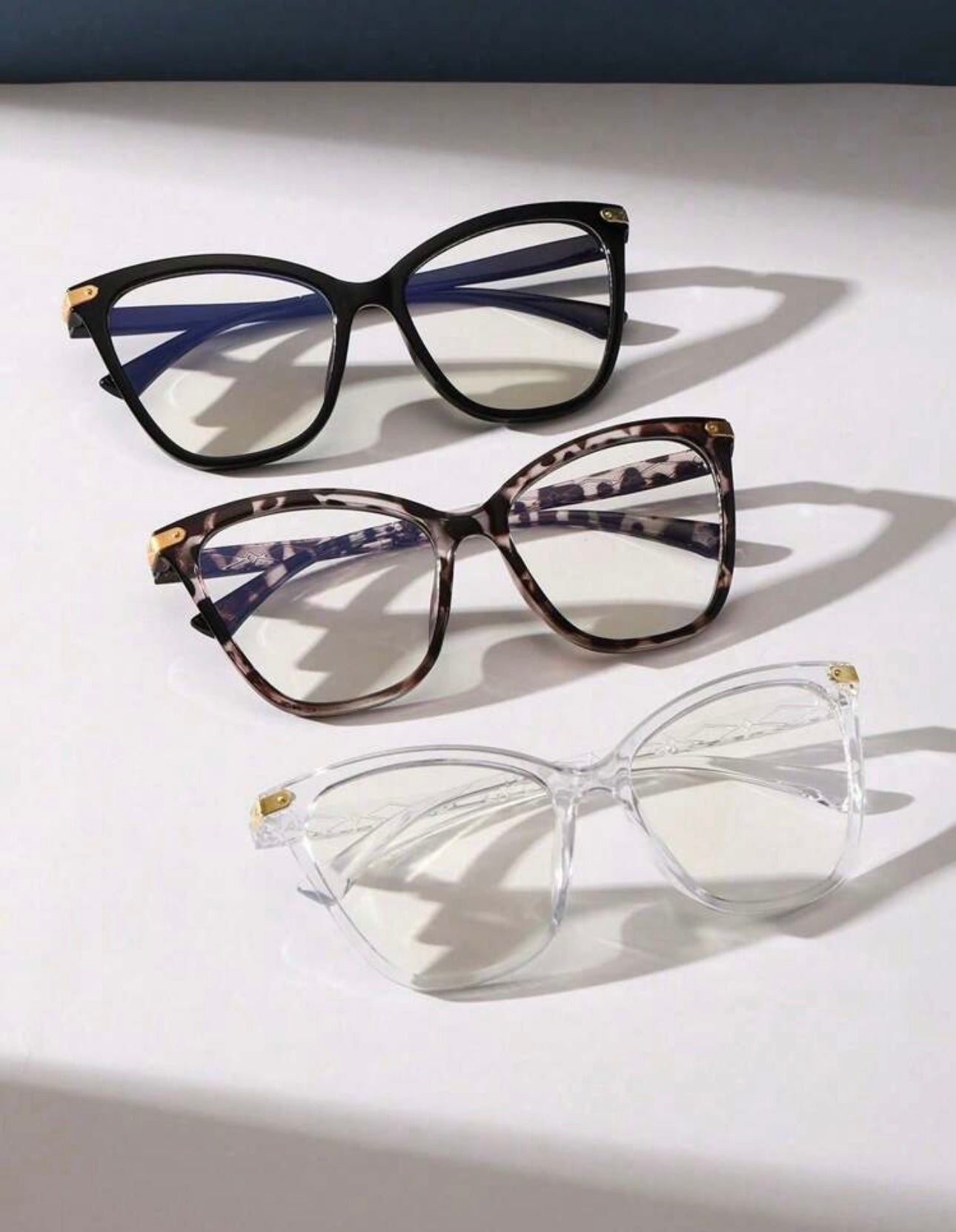 3pcs Women Cat Eye Modern Style Clear Glasses Combination