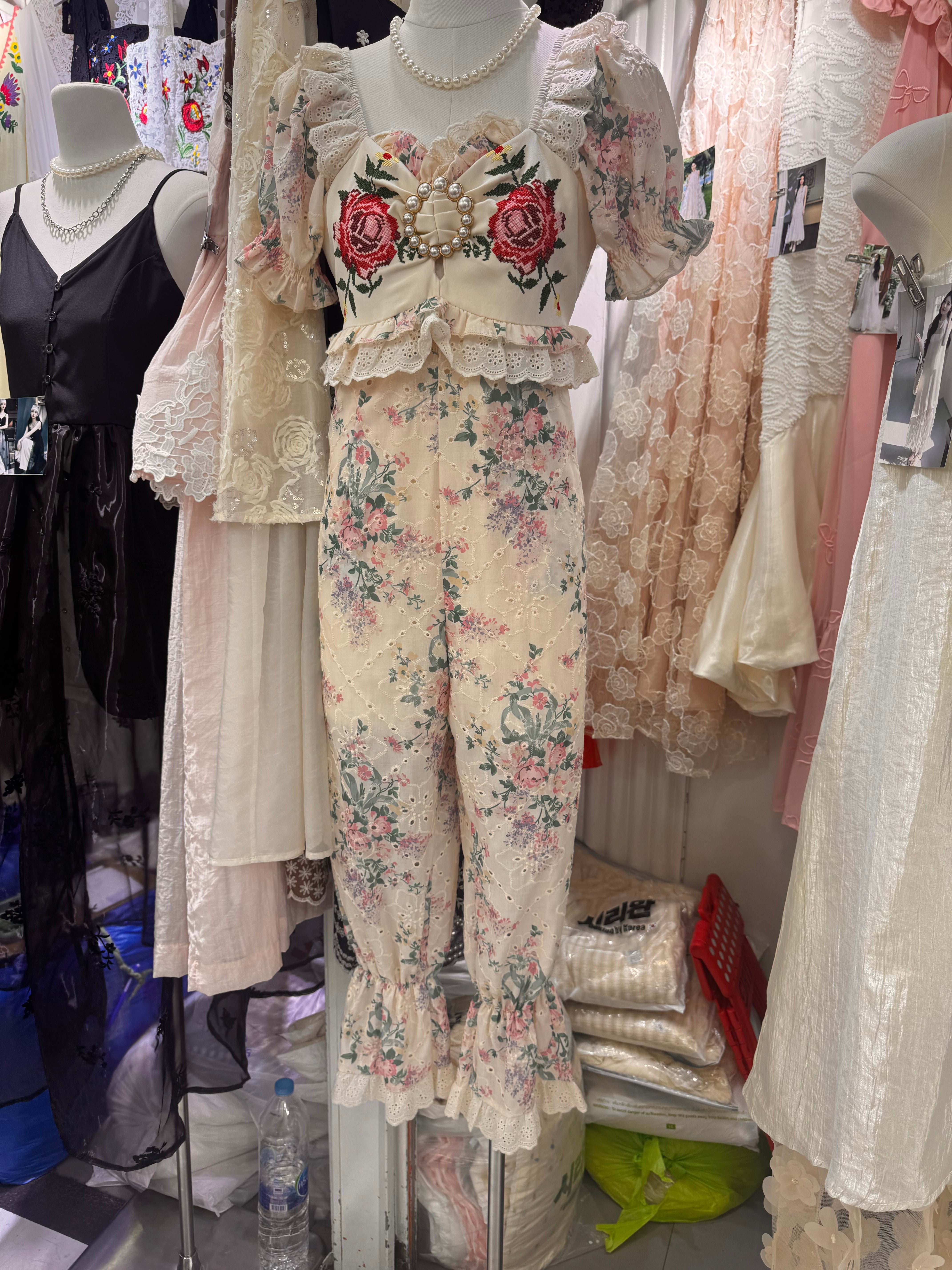 Embroided floral jumpsuit