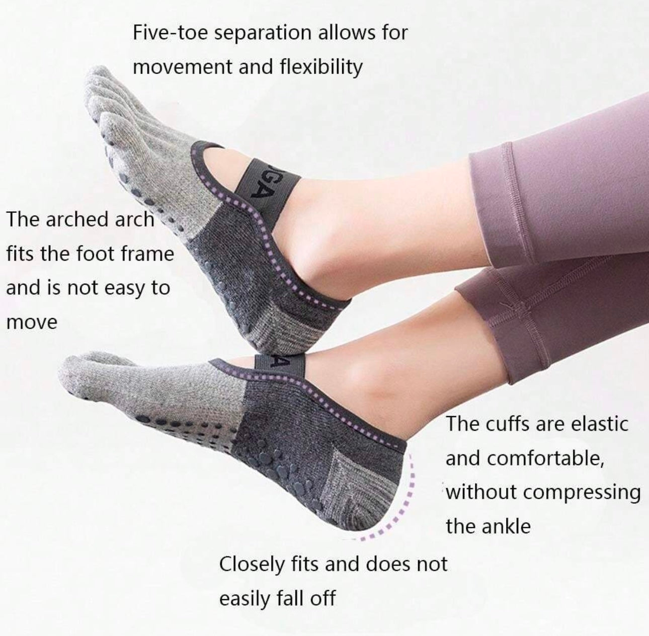 Yoga Socks With Grips For Women, Non-Slip Socks For Pilates, Barre, Ballet, Dance, Fitness