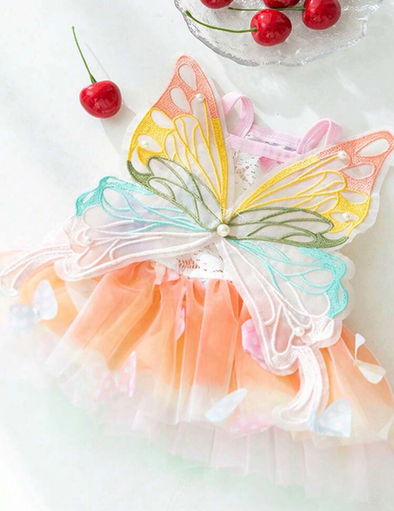 1 Cute Princess Butterfly Dog Dress In Breathable Mesh Fabric, Comfortable And Breathable, Suitable For Small To Medium Breeds