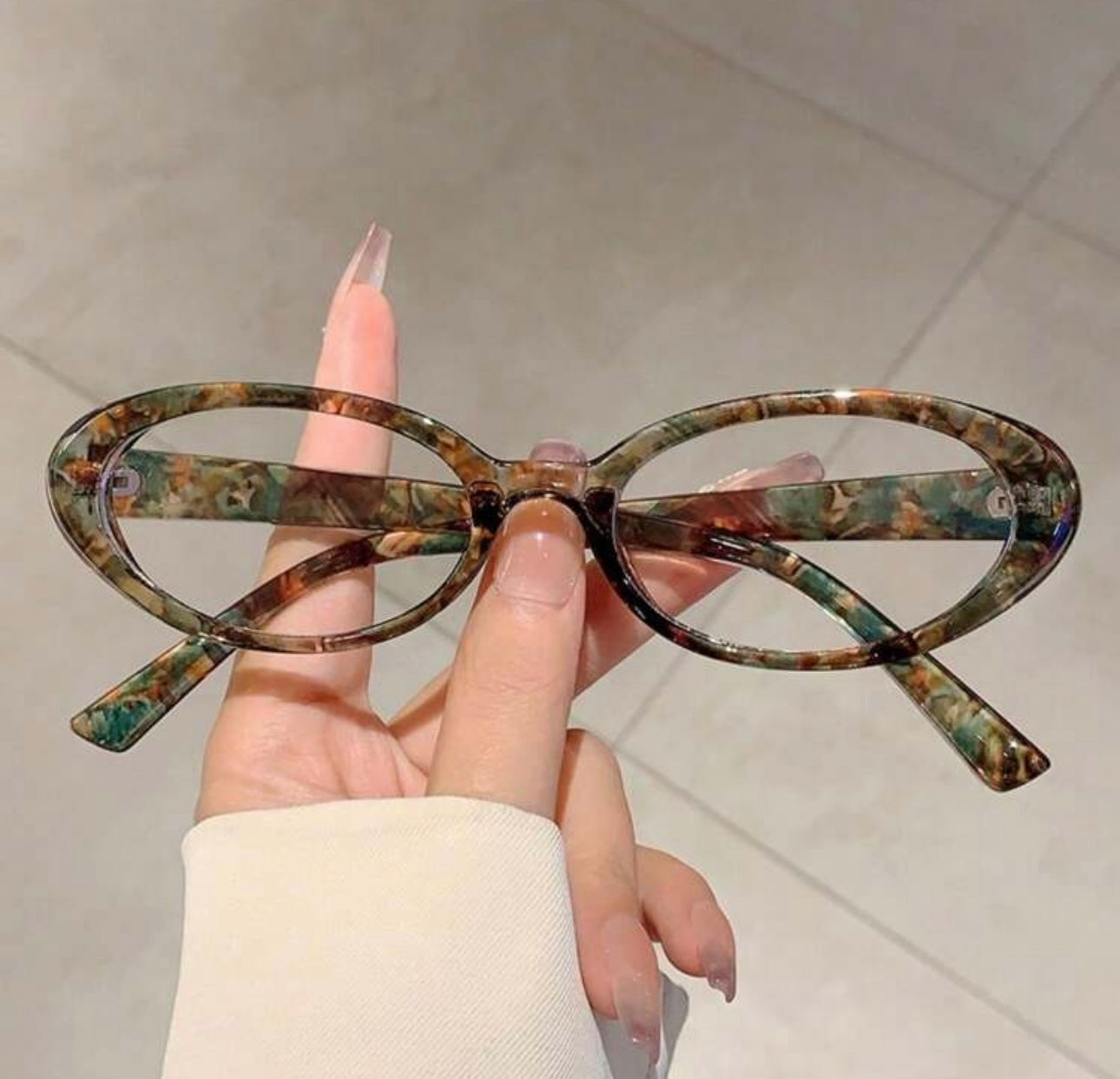 1pc Oval Full Frame Korean Style Ladies Flat Lens Glasses, Minimalist Chic College Style High-End Glasses For Women