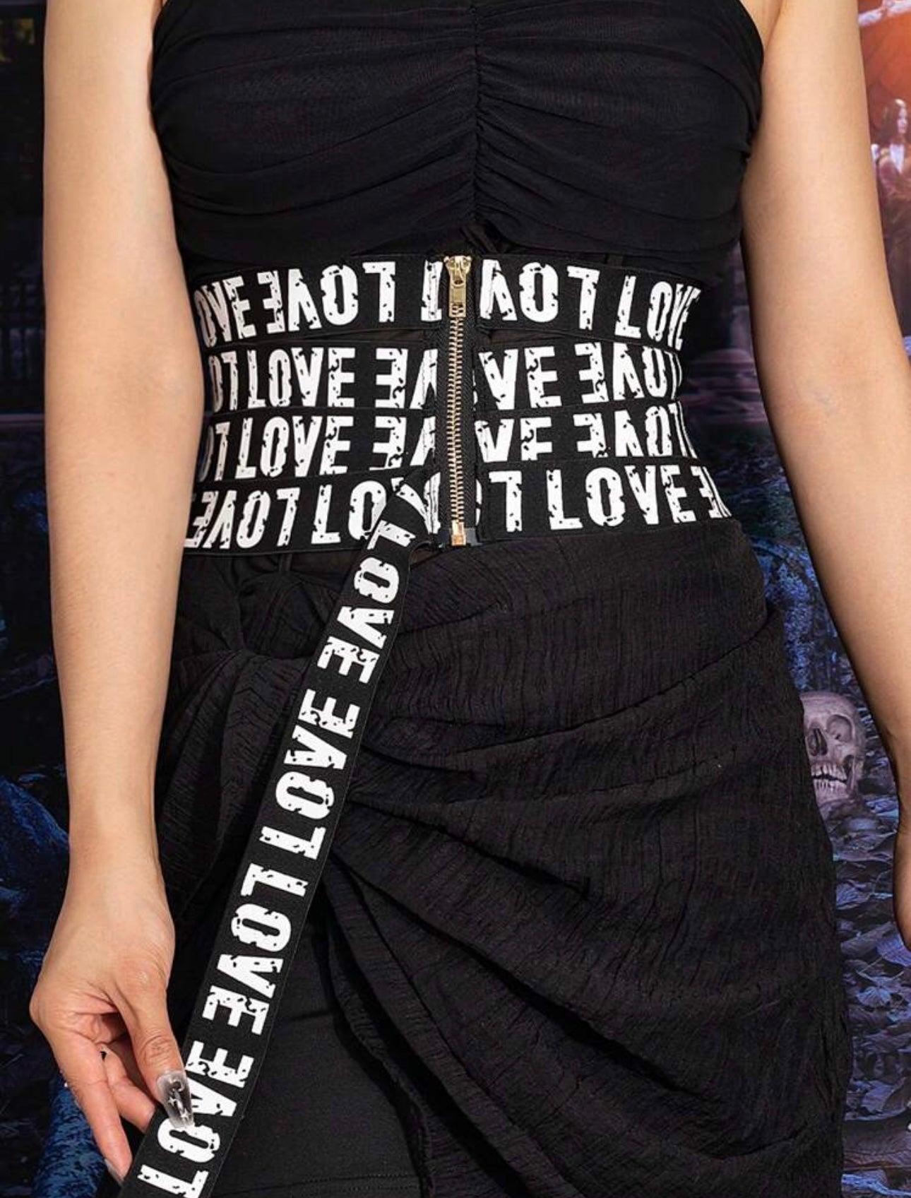 Letter Print waist belt