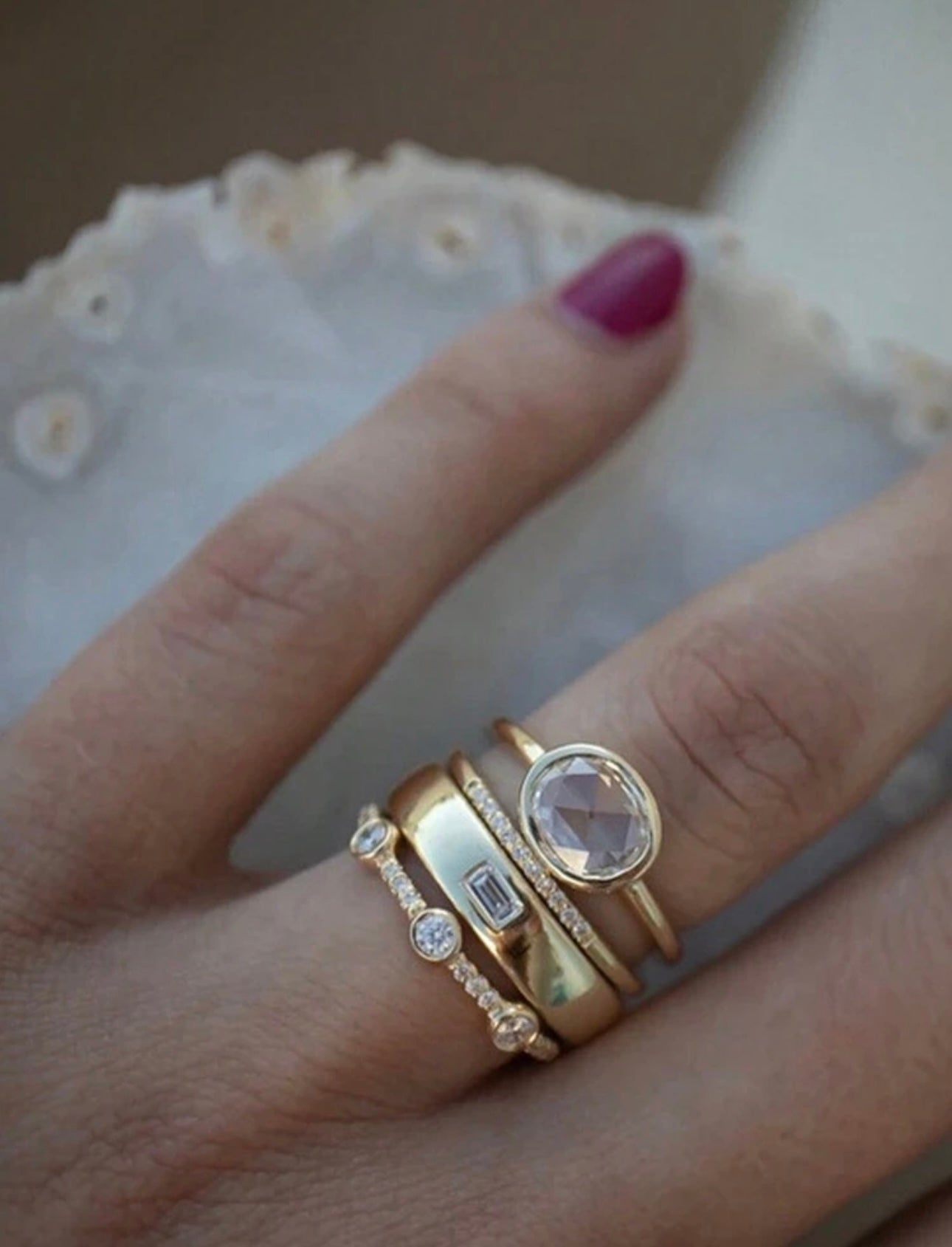 4pcs/Set Women's Luxury Rhinestone Geometric Ring Set