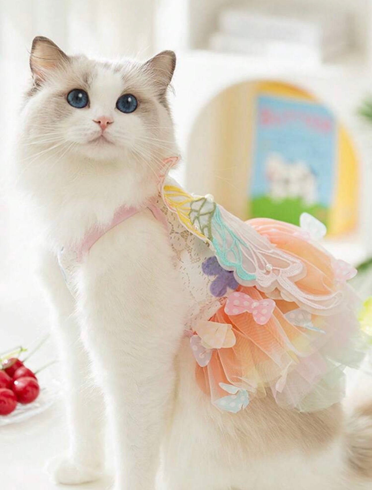 1 Cute Princess Butterfly Dog Dress In Breathable Mesh Fabric, Comfortable And Breathable, Suitable For Small To Medium Breeds