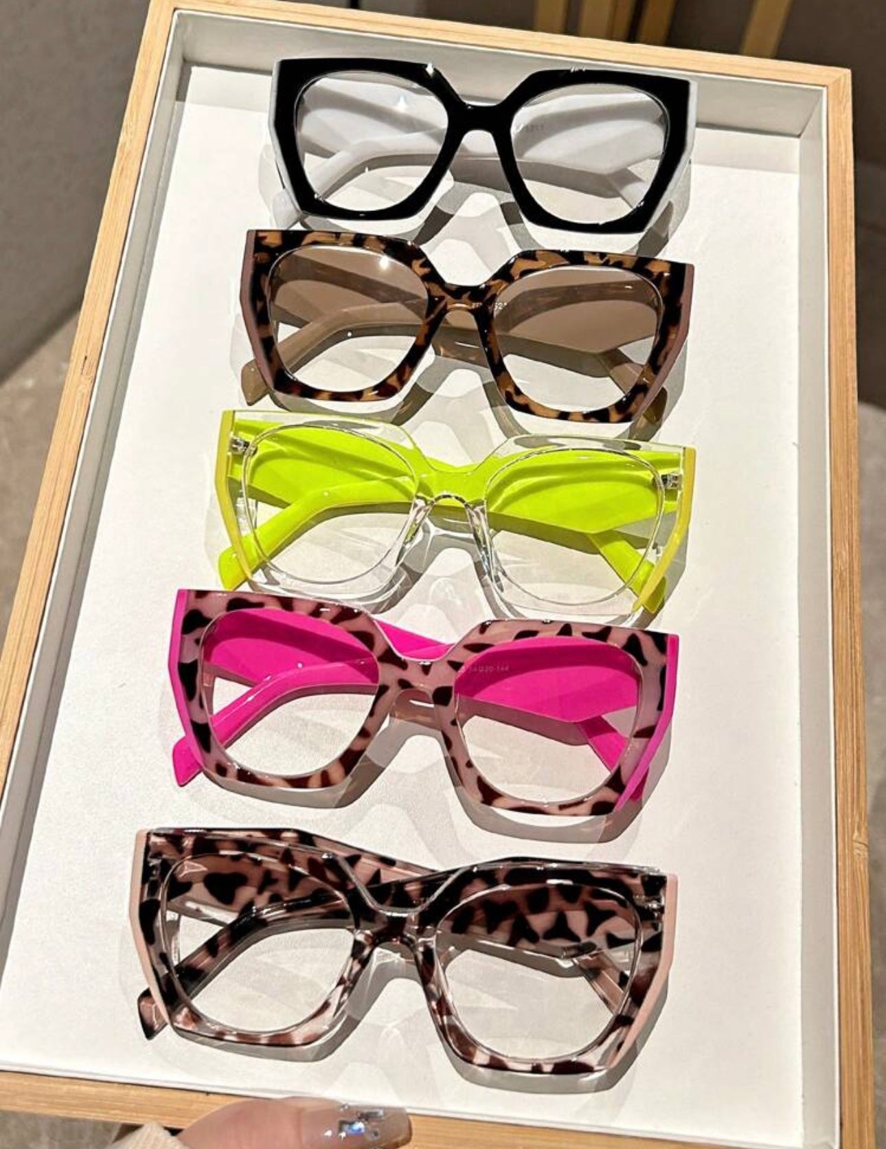 1pair Y2K Style Oversized Cat-Eye Clear Lens Glasses For Women With Leopard Print Frame, Daily Decor Transparent Minimalist Eyewear Blue Light Glasses Accessories For Women