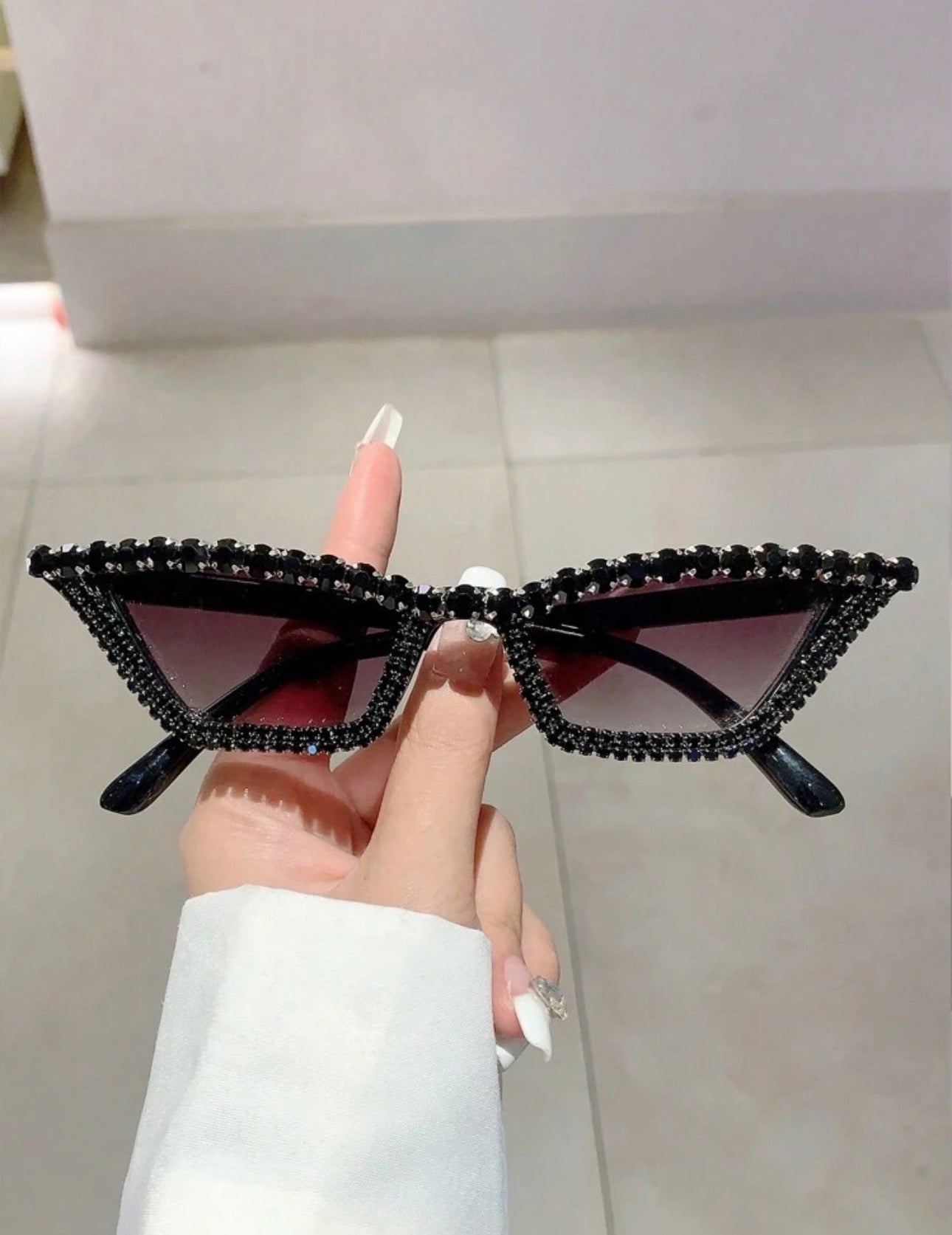 Black rhinestone glass