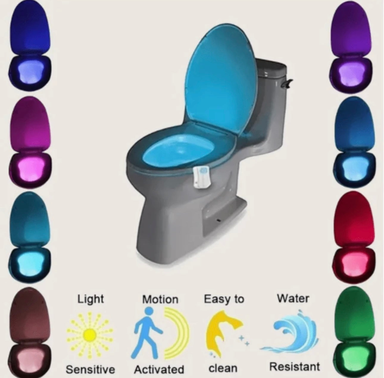 Elegant Toilet Sensor Night Light, Hanging Motion Sensor Toilet Seat Light LED Light'