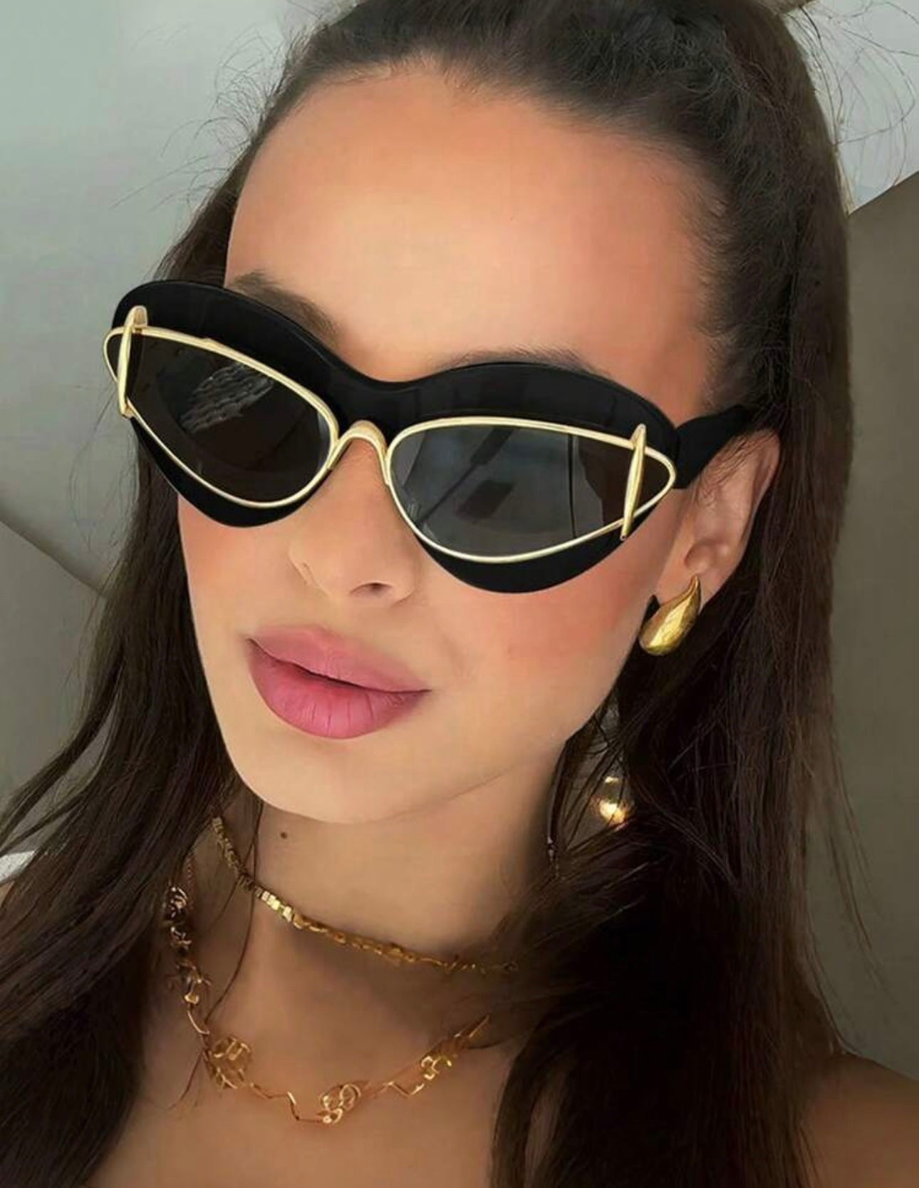 1pc Women's Vintage Personalized Metal Framed Fashion Glasses, Suitable For Daily, Outdoor, Driving, Travel, Runway, Party For Summer Beach Vacation, Outdoor, Travel