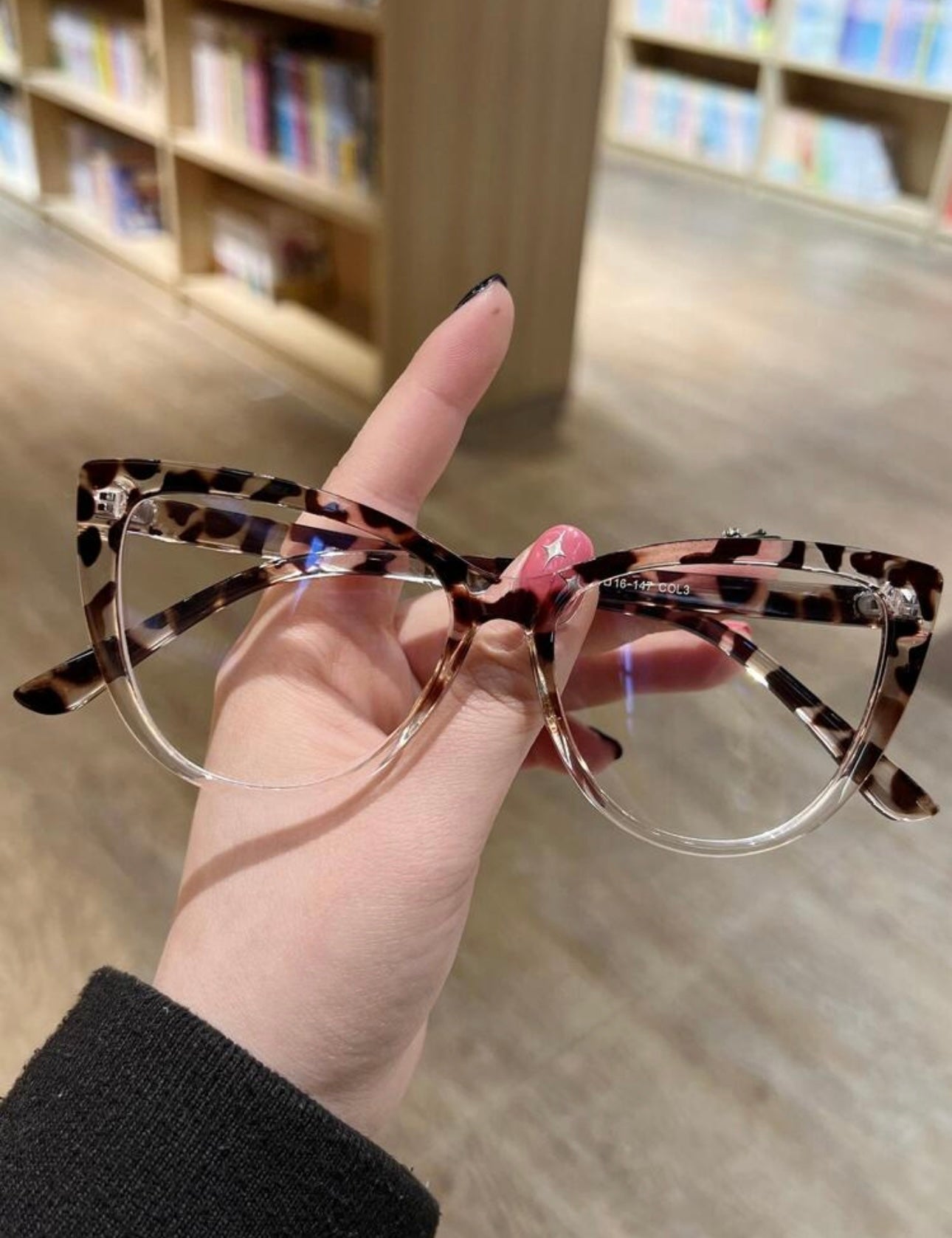 1pc Unisex & Anti-Visual Fatigue Transparent Lens Fashion Cat Eye Leopard Print Flat Glasses