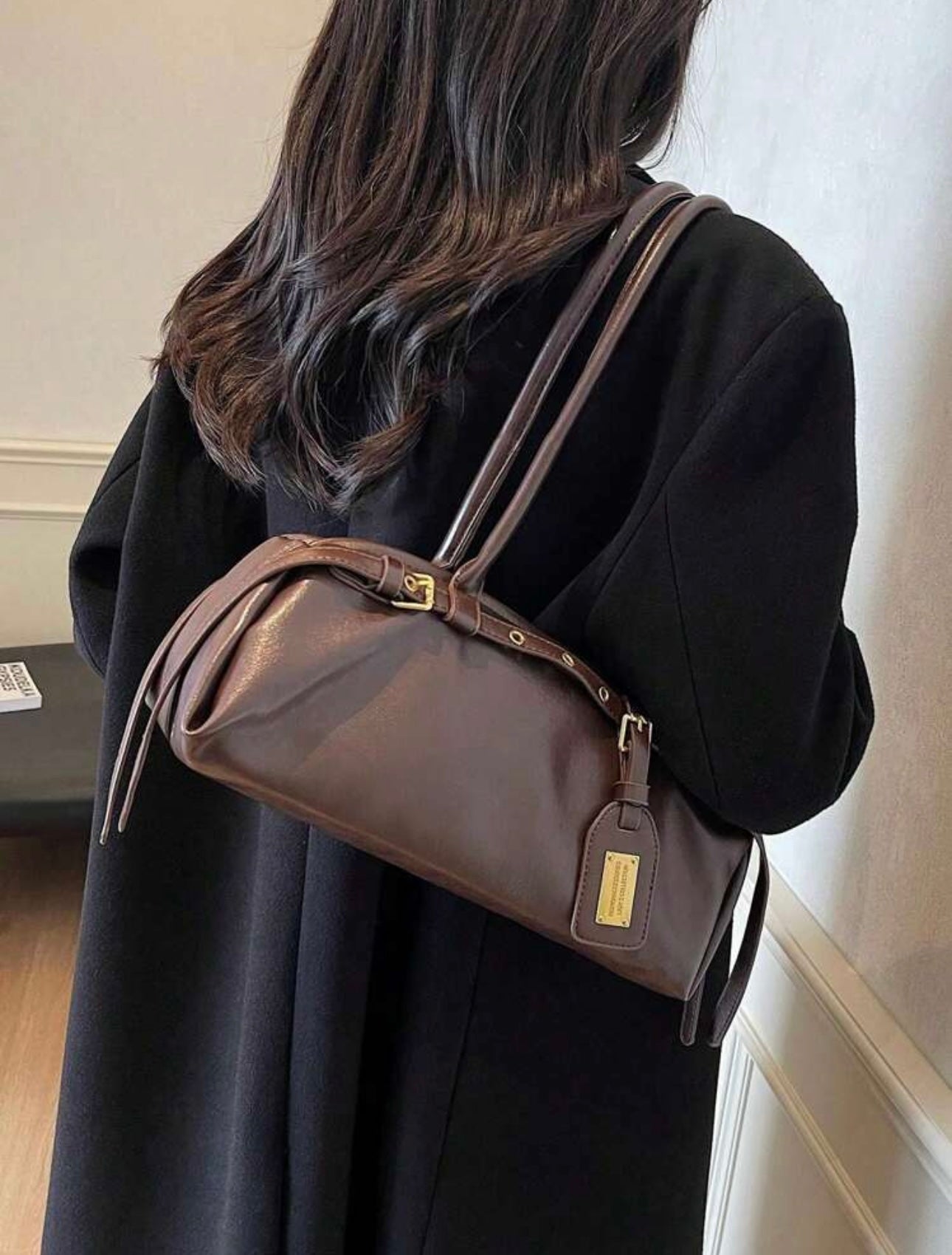 DareSee 1pc New Fashionable PU Commuter Bag, Minimalist Solid Color Vintage Chic Crossbody Underarm Bag For Wome