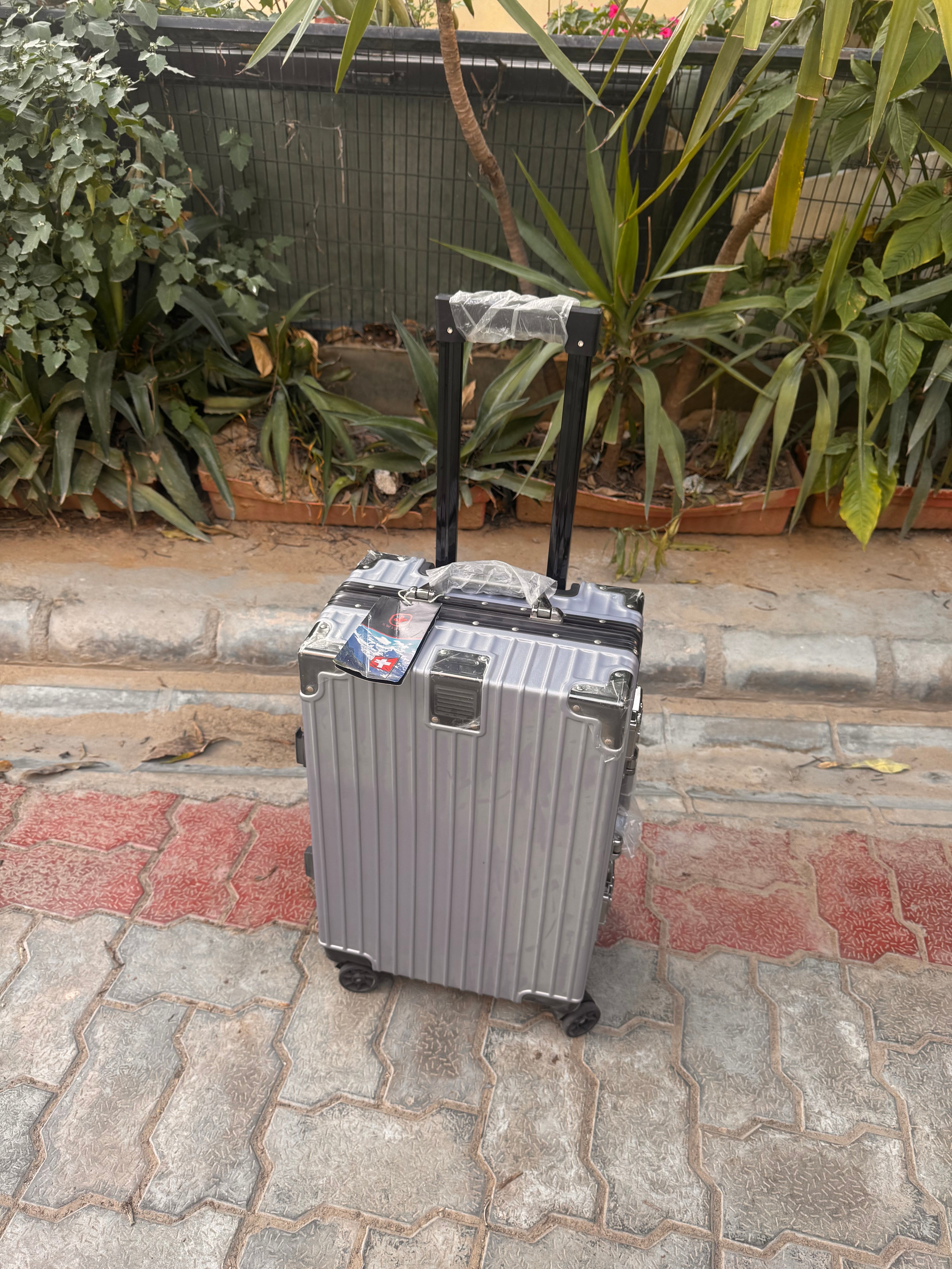 Metallic cabin size suitcase