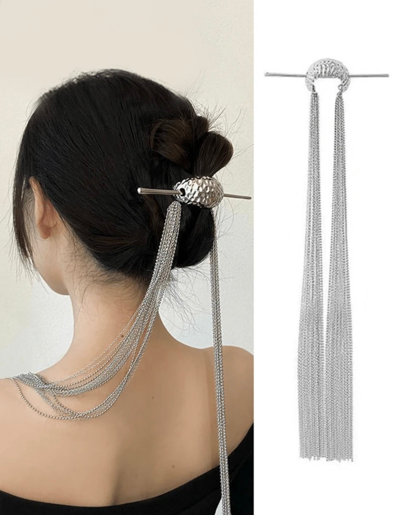 Women's Elegant Metallic Crescent Hairpin, Suitable For Everyday And Party Wear