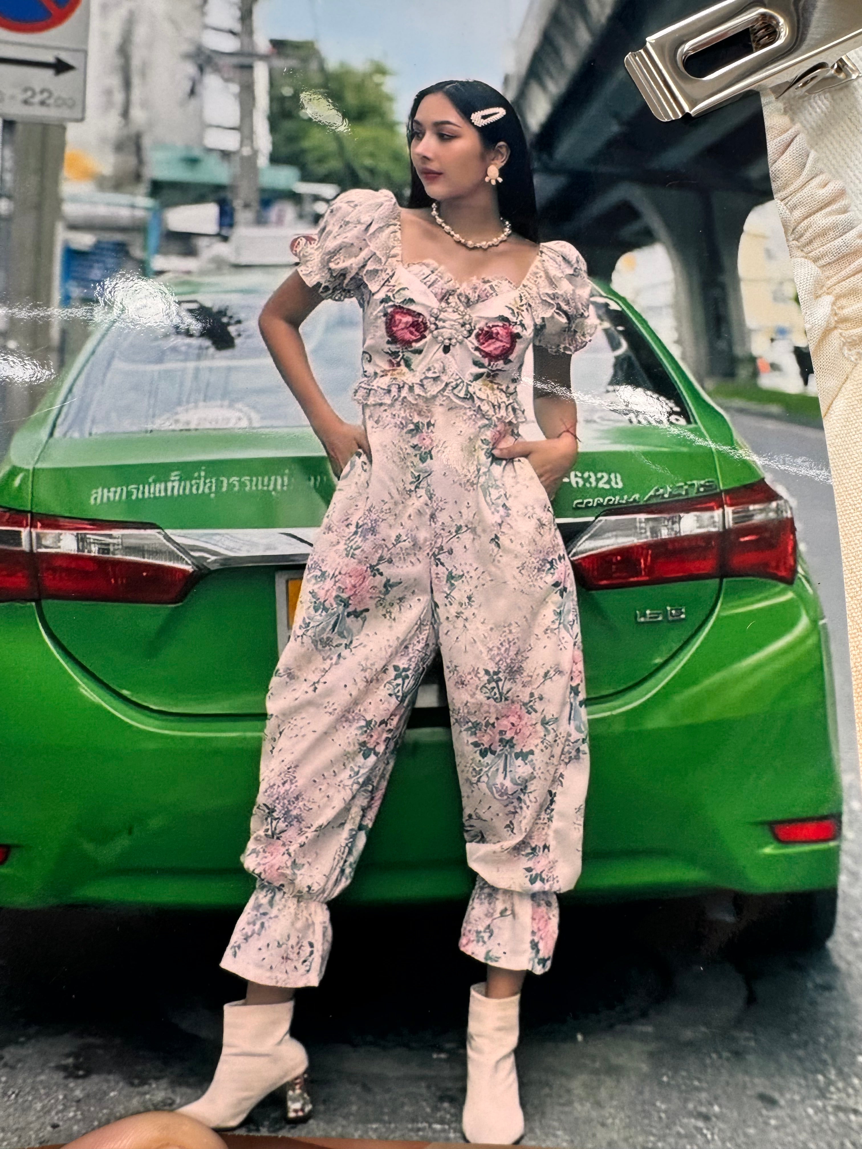 Embroided floral jumpsuit