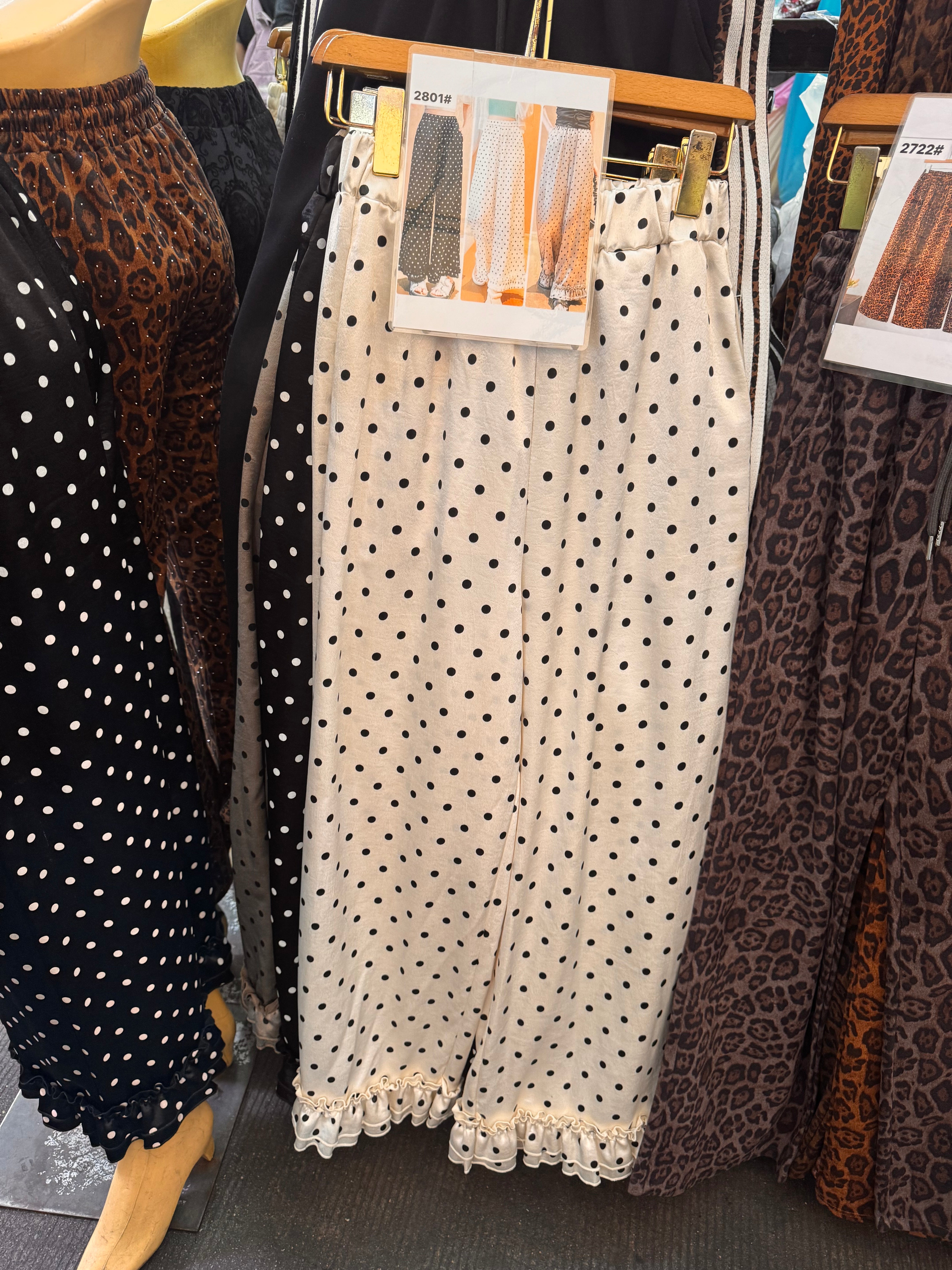 Satin Polka frill pant