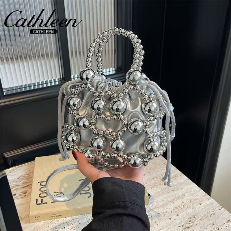 Silver pearl bag
