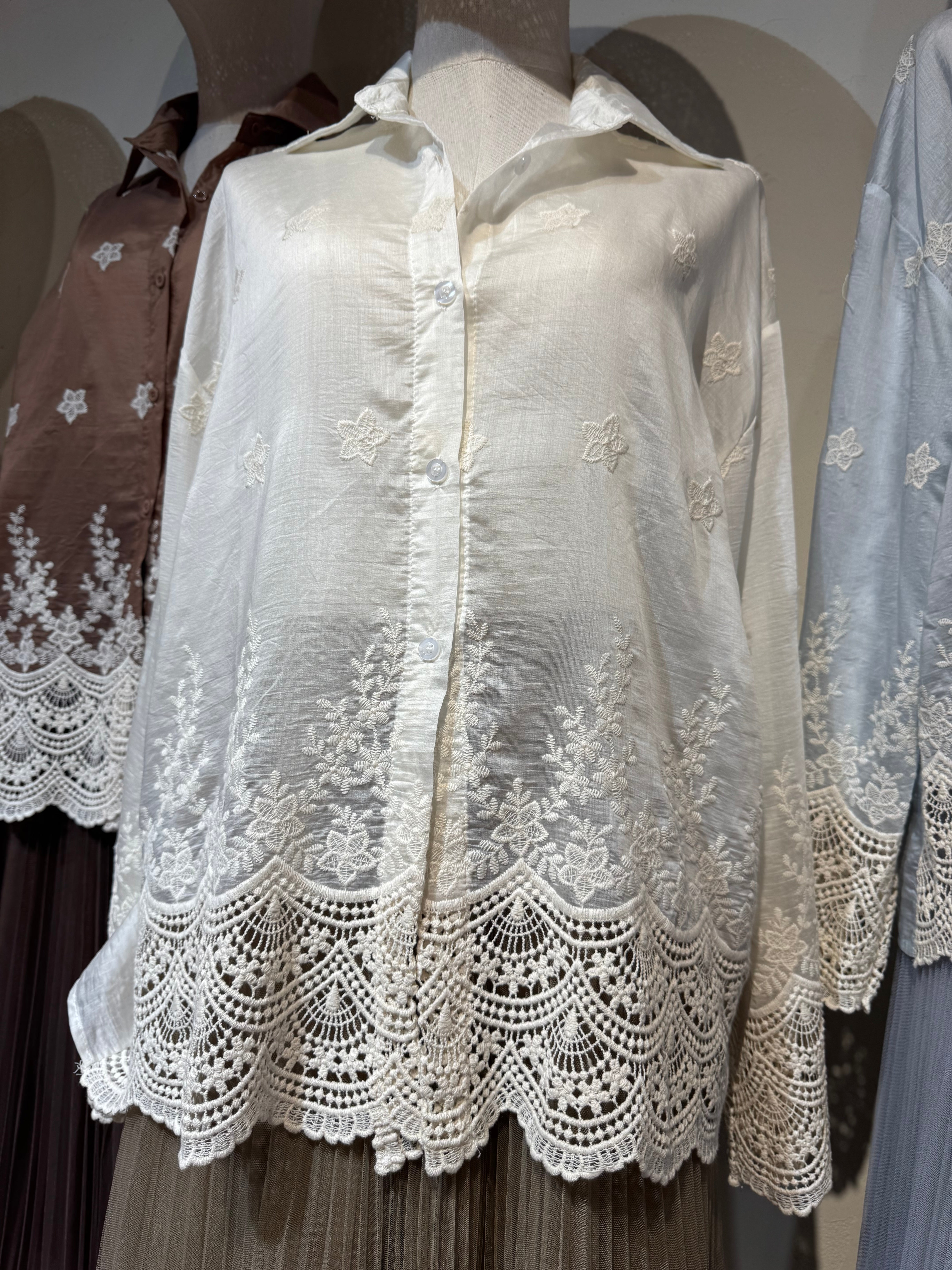 Self Embroided shirt beige