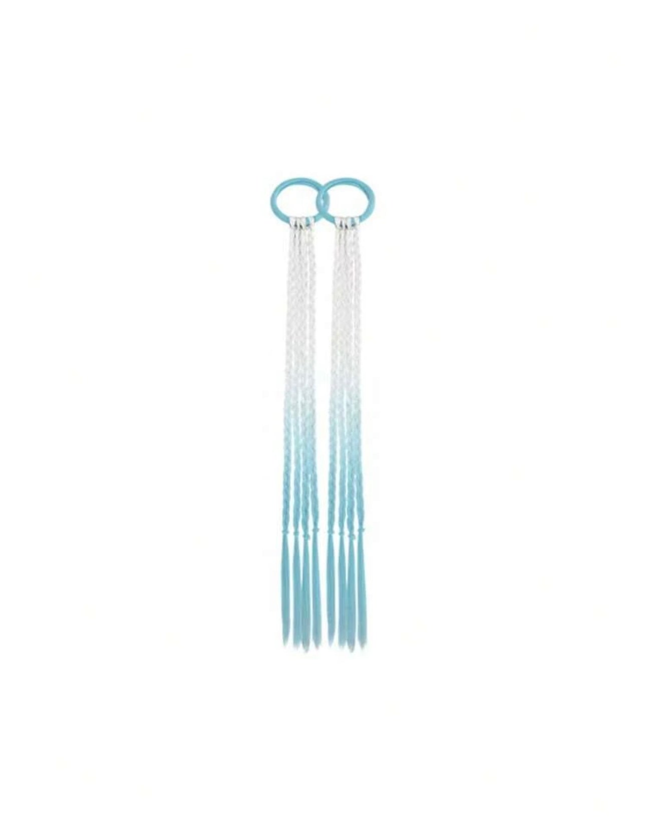 2pcs Kids Colorful Hair Extensions, Braided Ponytail Hair Pieces, Girls' Hair Accessories, Crazy Hair Day Costume Accessories