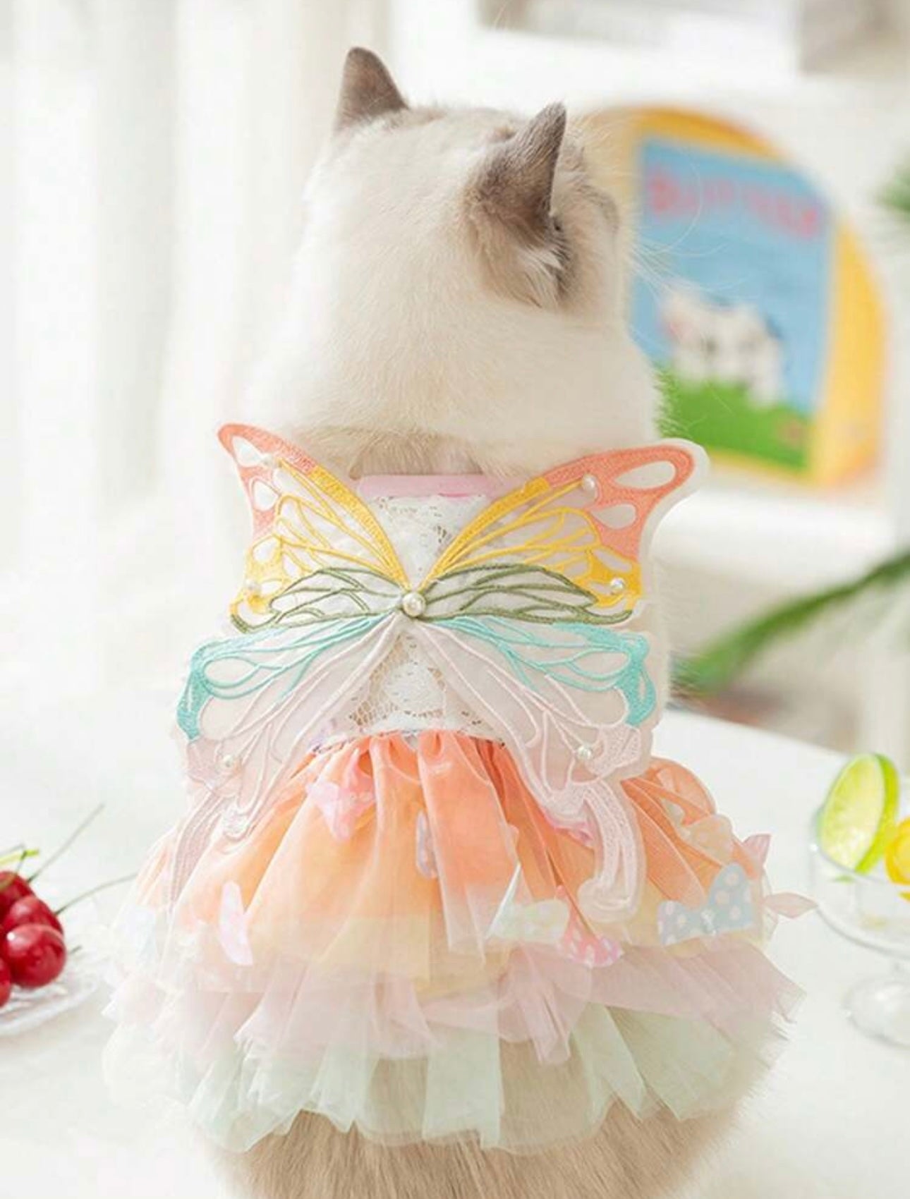 1 Cute Princess Butterfly Dog Dress In Breathable Mesh Fabric, Comfortable And Breathable, Suitable For Small To Medium Breeds