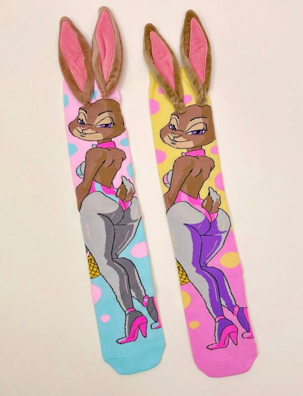 A Pair Of Cute Rabbit Over-The-Knee Socks Suitable For Girls' Daily Outfit