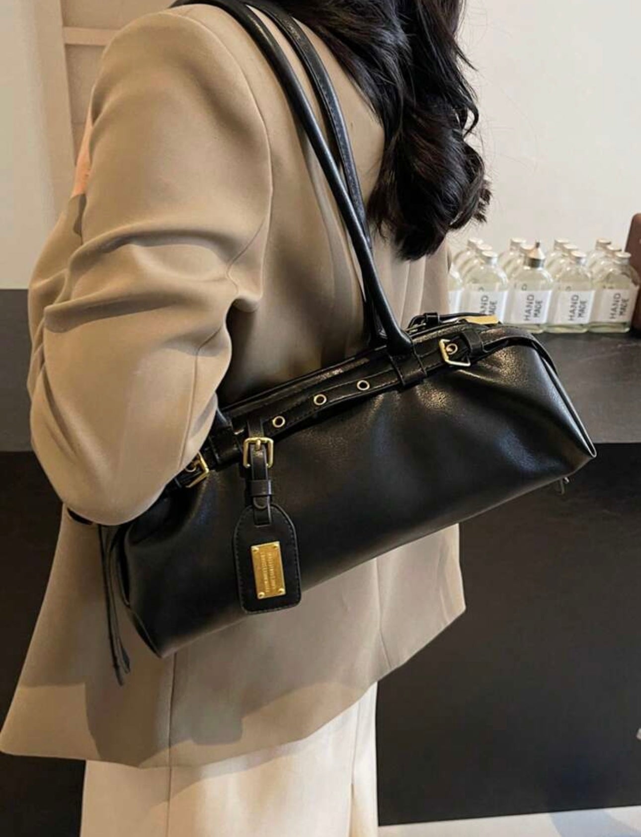 1pc Fashionable PU Leather Crossbody Bag