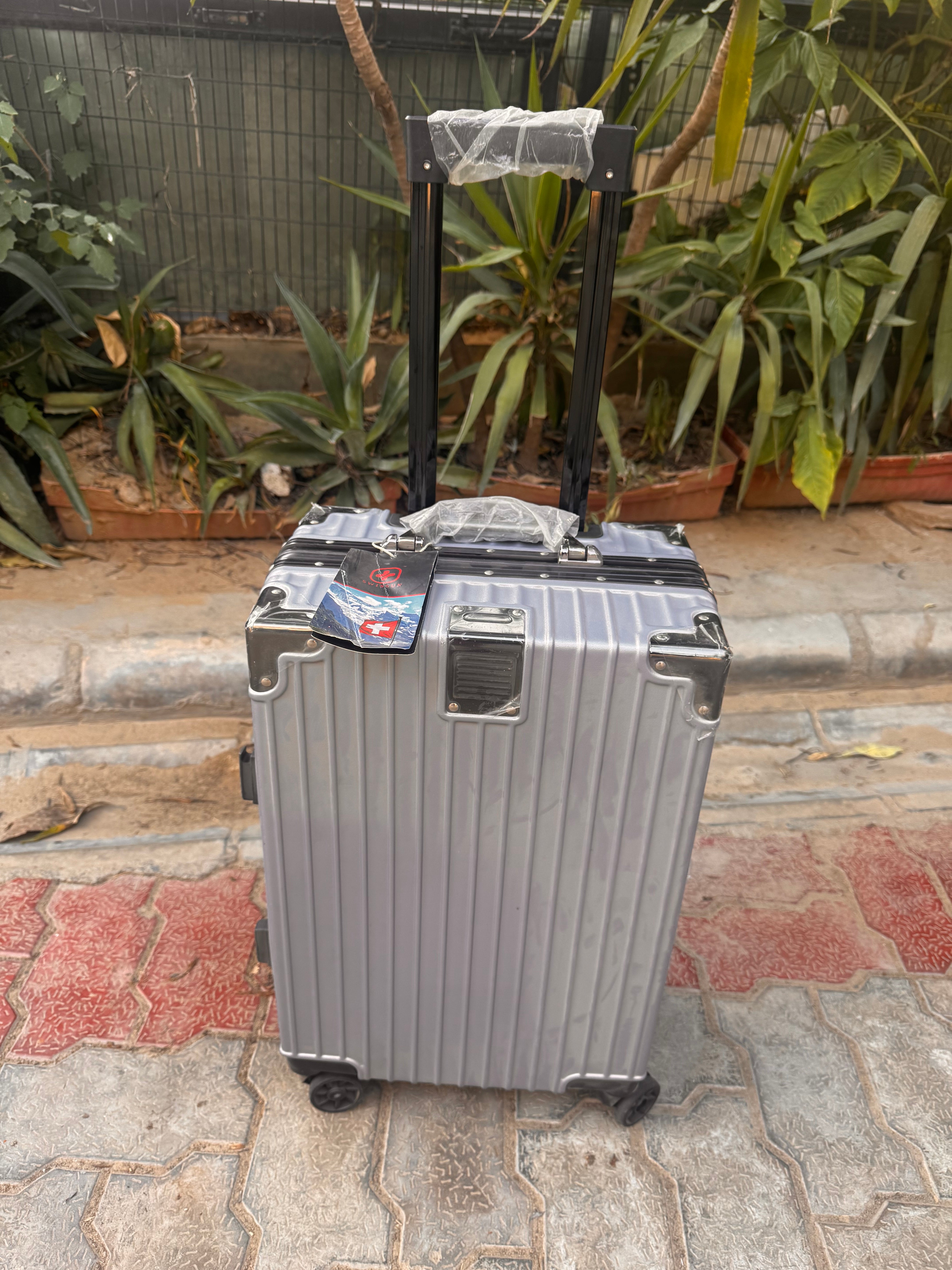 Metallic cabin size suitcase