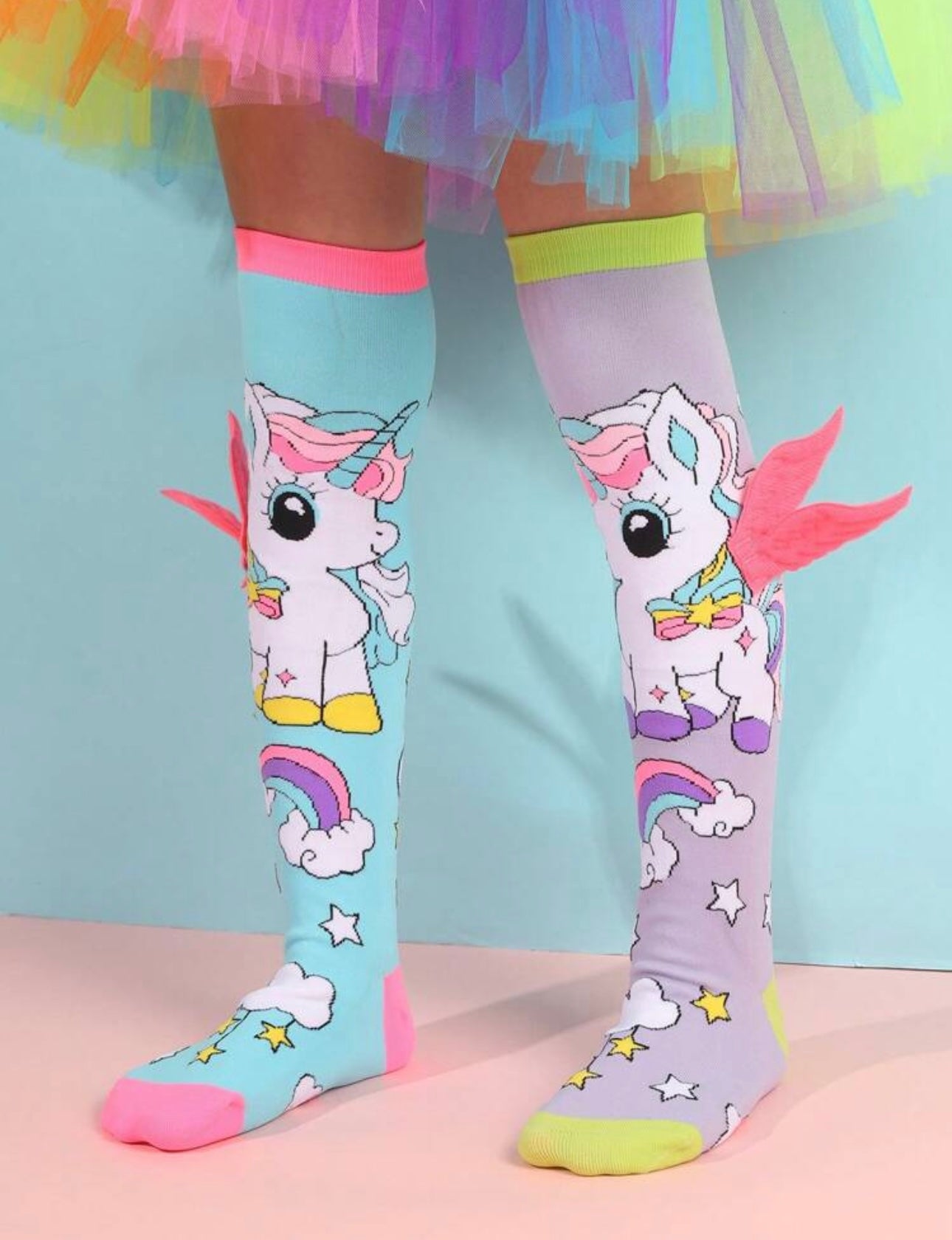 1 Pair Of Cute Purple AB Unicorn Knee High Socks Suitable For Girls' Daily Outfits And Gifts