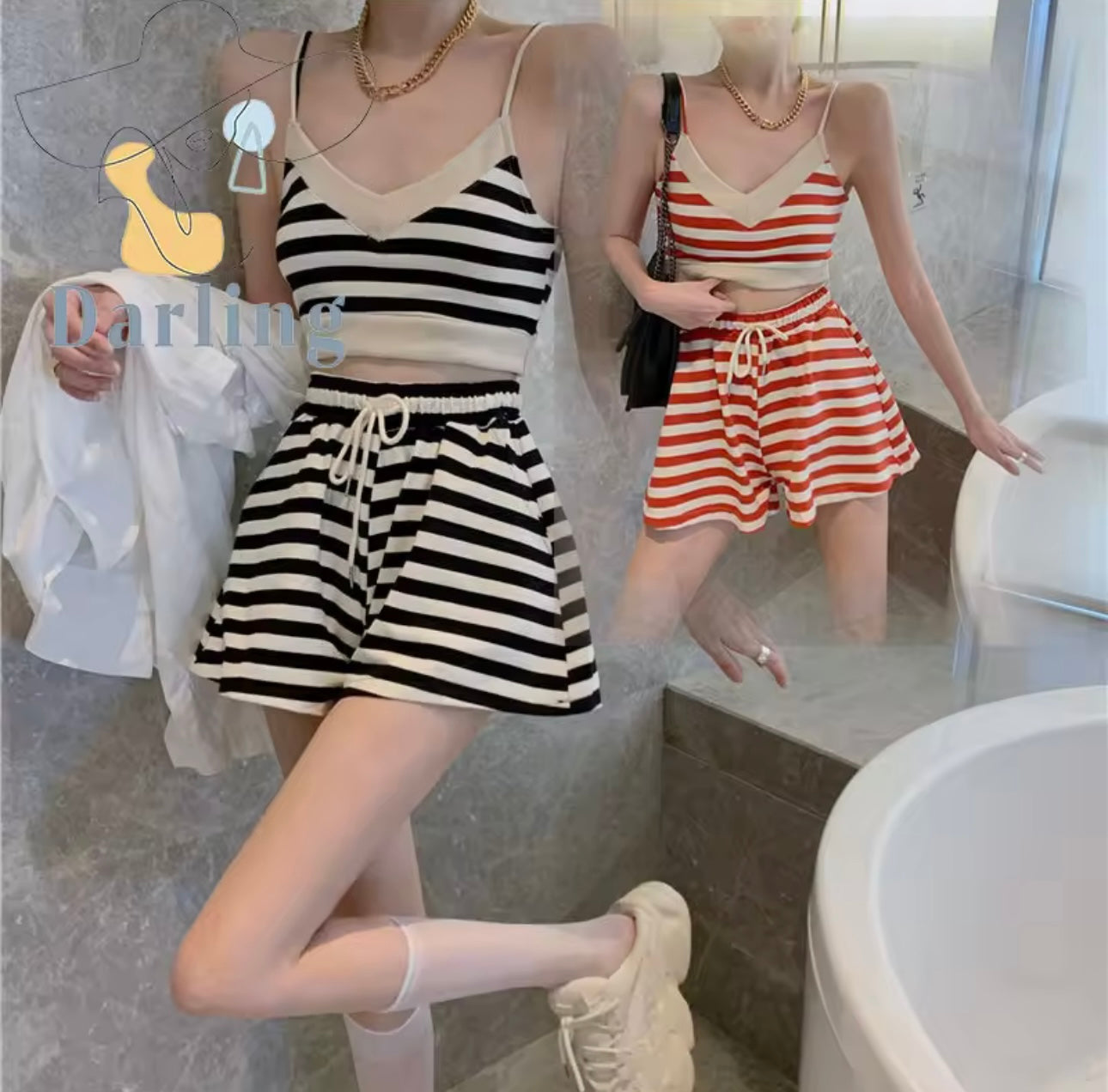 Stripe top with shorts