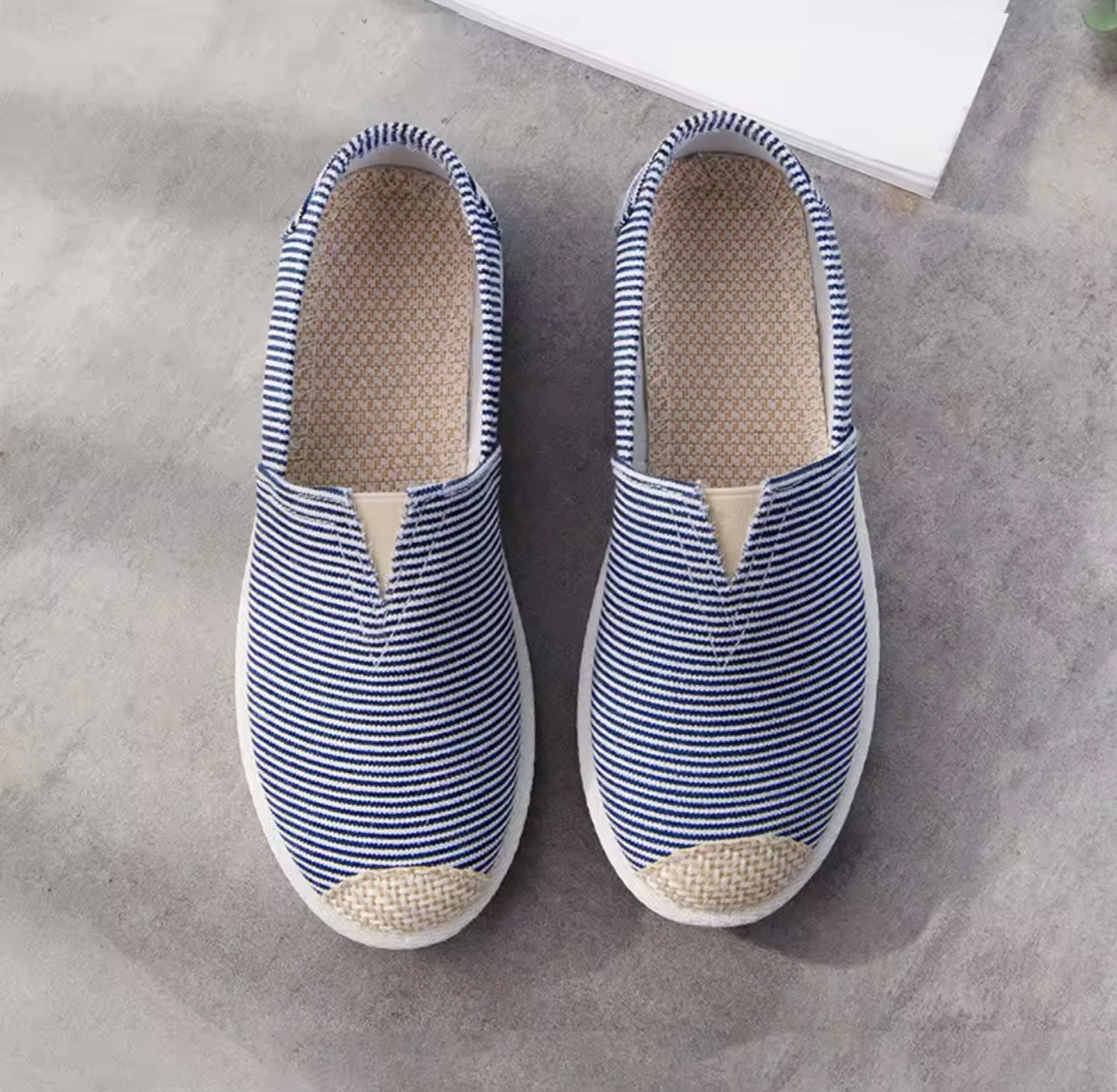 Blue stripe loafers