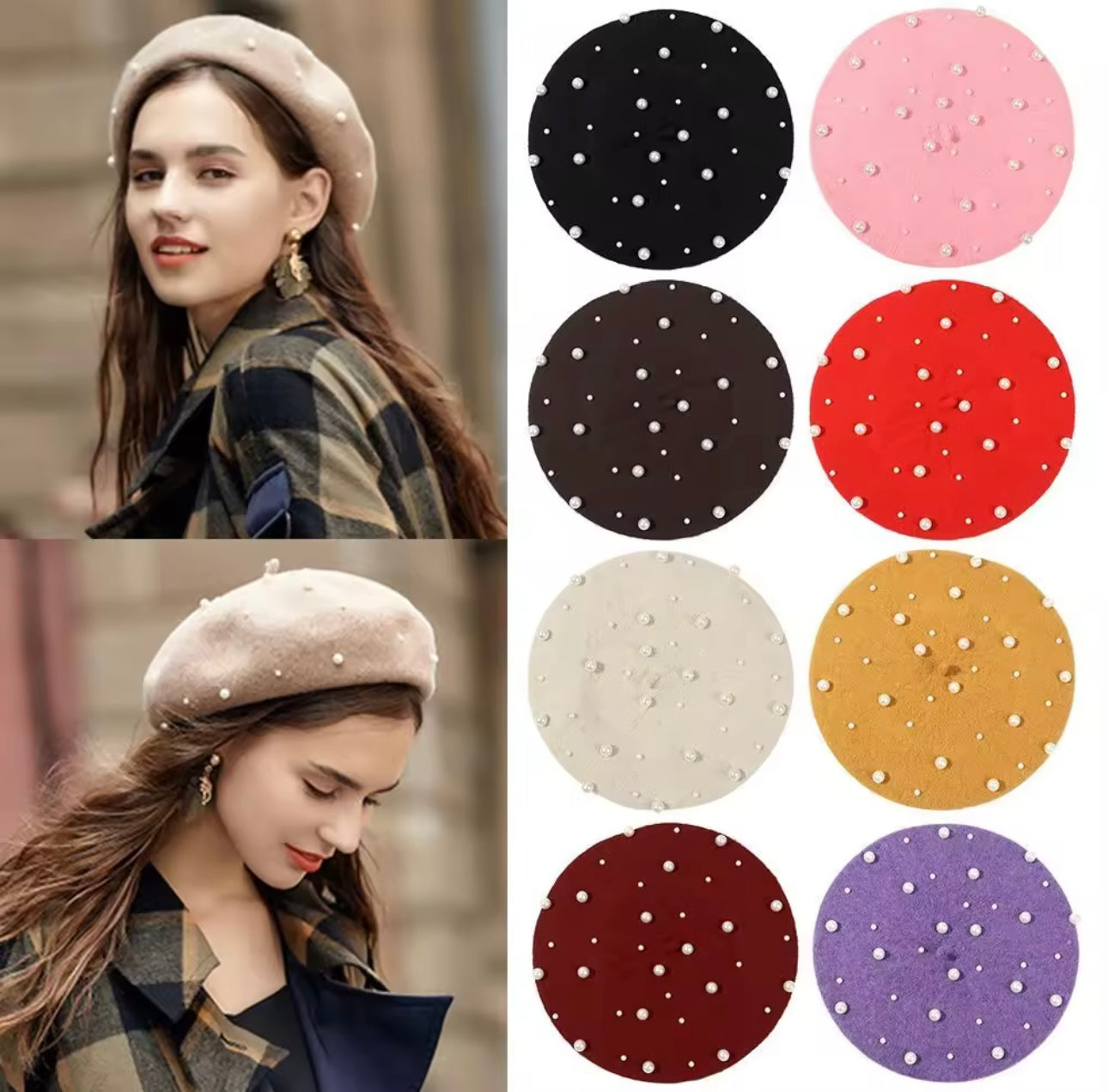 Pearl Beret Cap