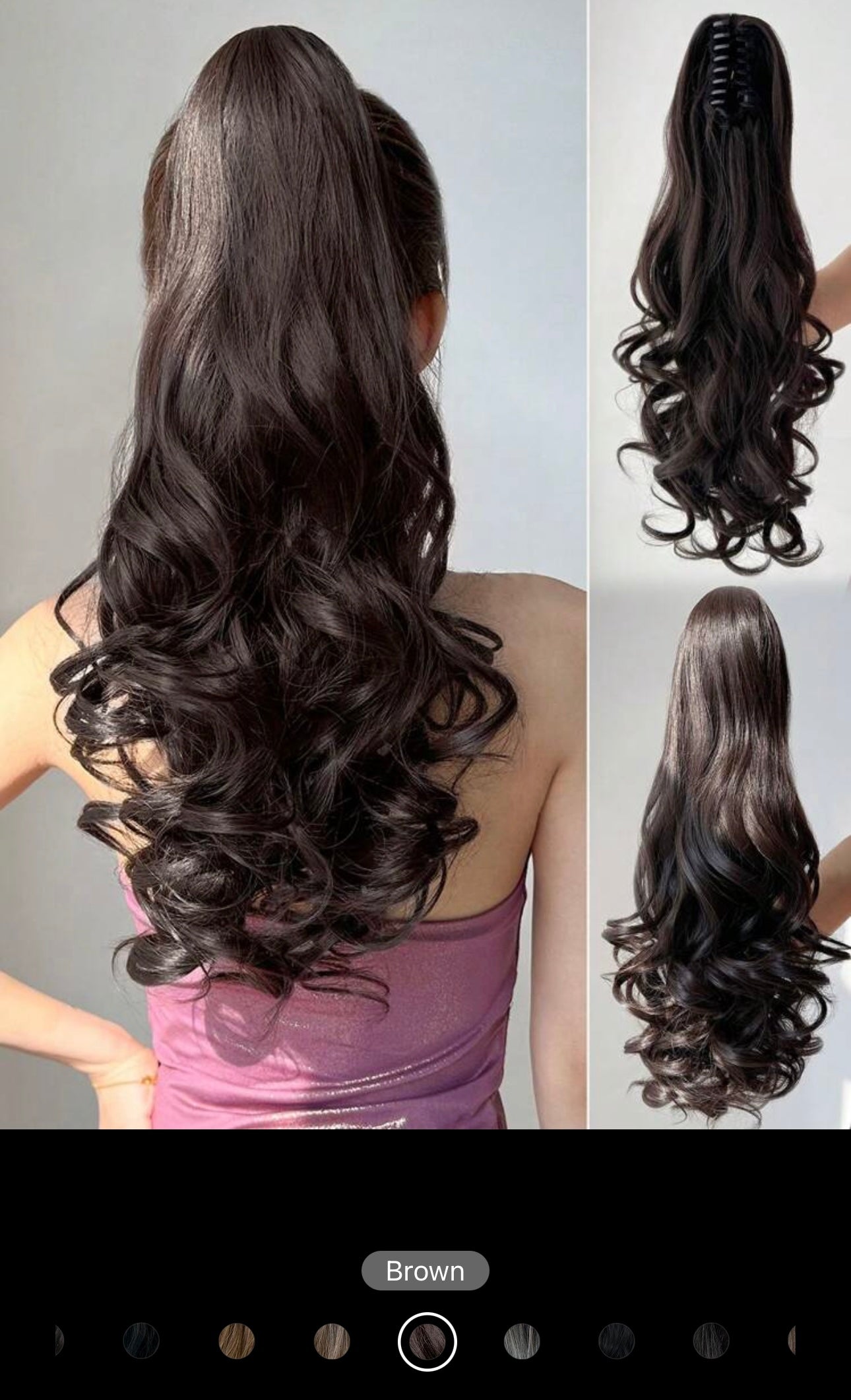 Claw Ponytail Extension 32 Inch Brown Blonde Color Water Wave Wavy Curly Clip In Hair Extensions Soft Natural Looking Synthetic Hairpiece For Women