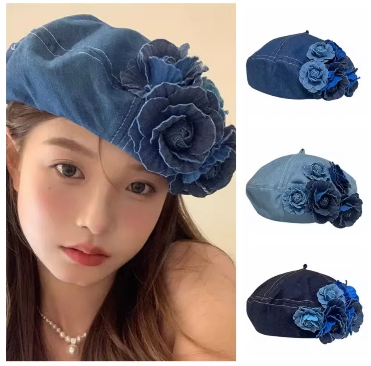 Denim Beret Cap