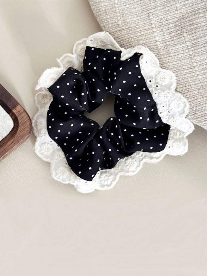 Polka lace scrunchie