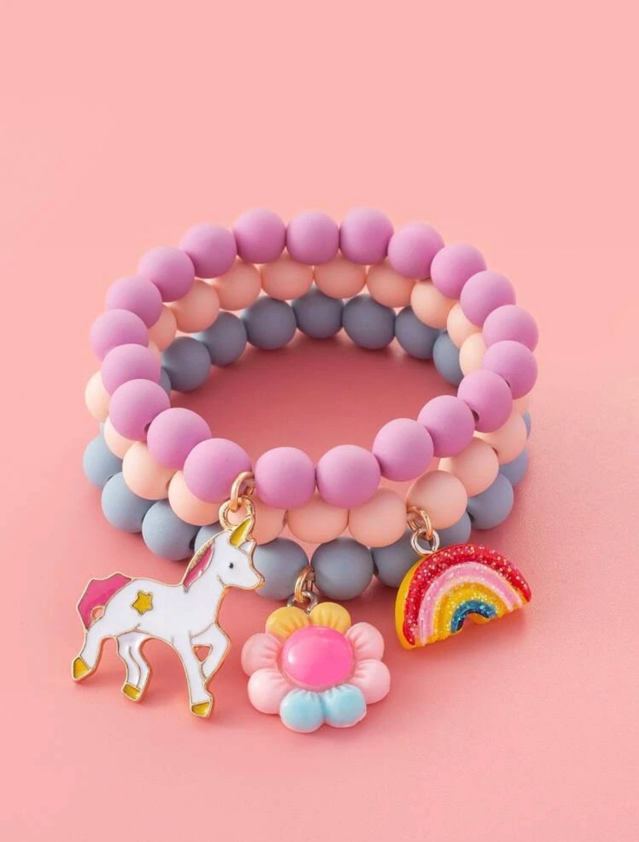 3pcs Girls Floral Charm Bracelet