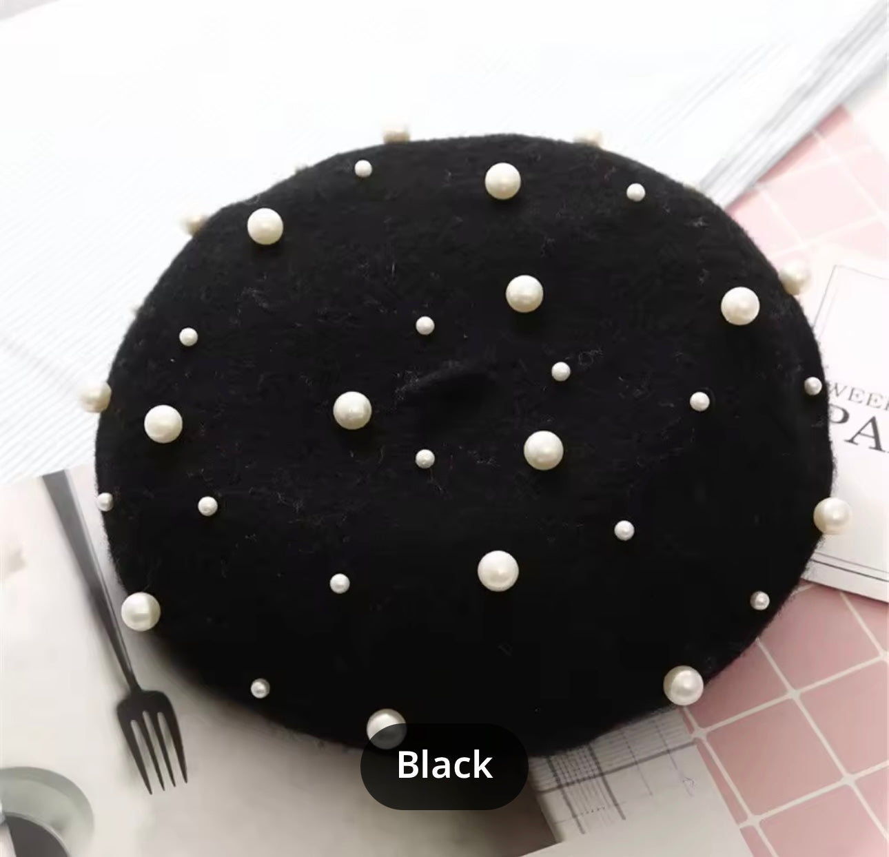 Pearl Beret Cap