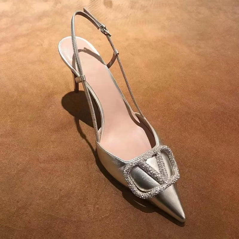 V heels  silver