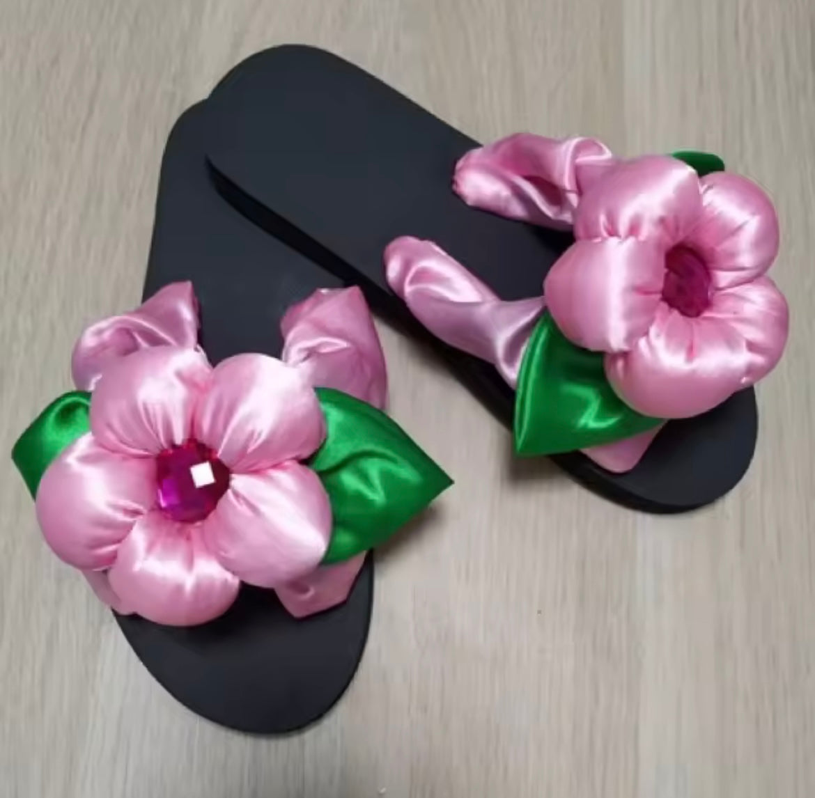 Satin Flower Slippers