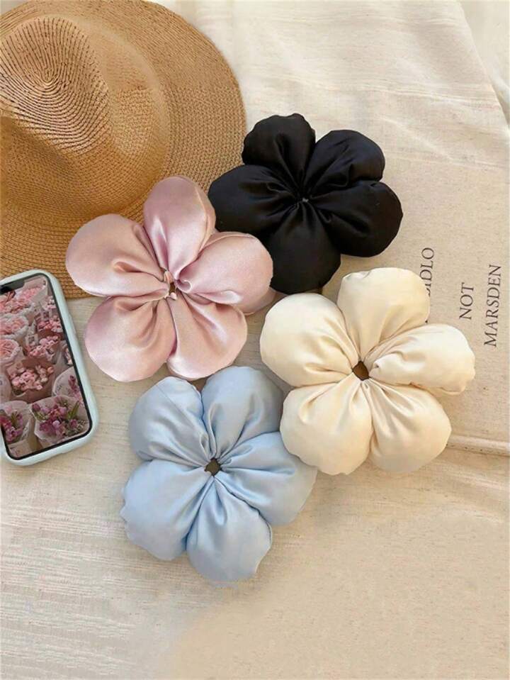 1pc Floral Scrunchie Ponytail Holder, Bohemian Style Hair Accessory For Women