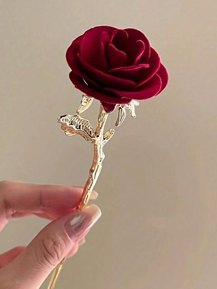 Red alloy rose clip