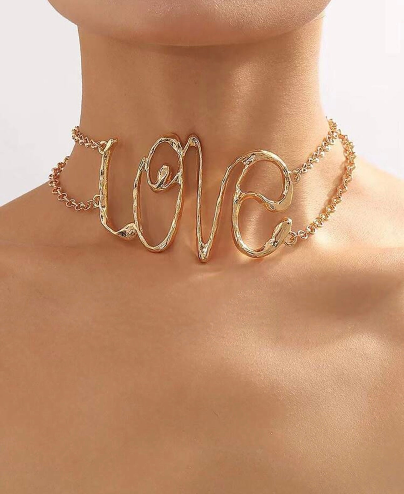 1pc European And American Style Exaggerated 'love' Alphabet Short Necklace For Women, Vintage Hiphop Choker
