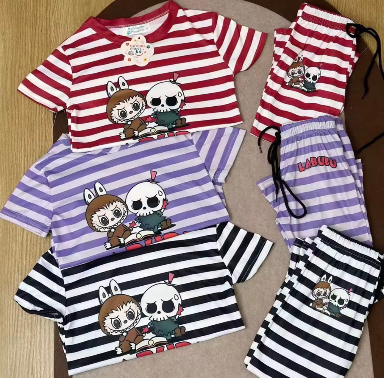 Labubu kids stripe set